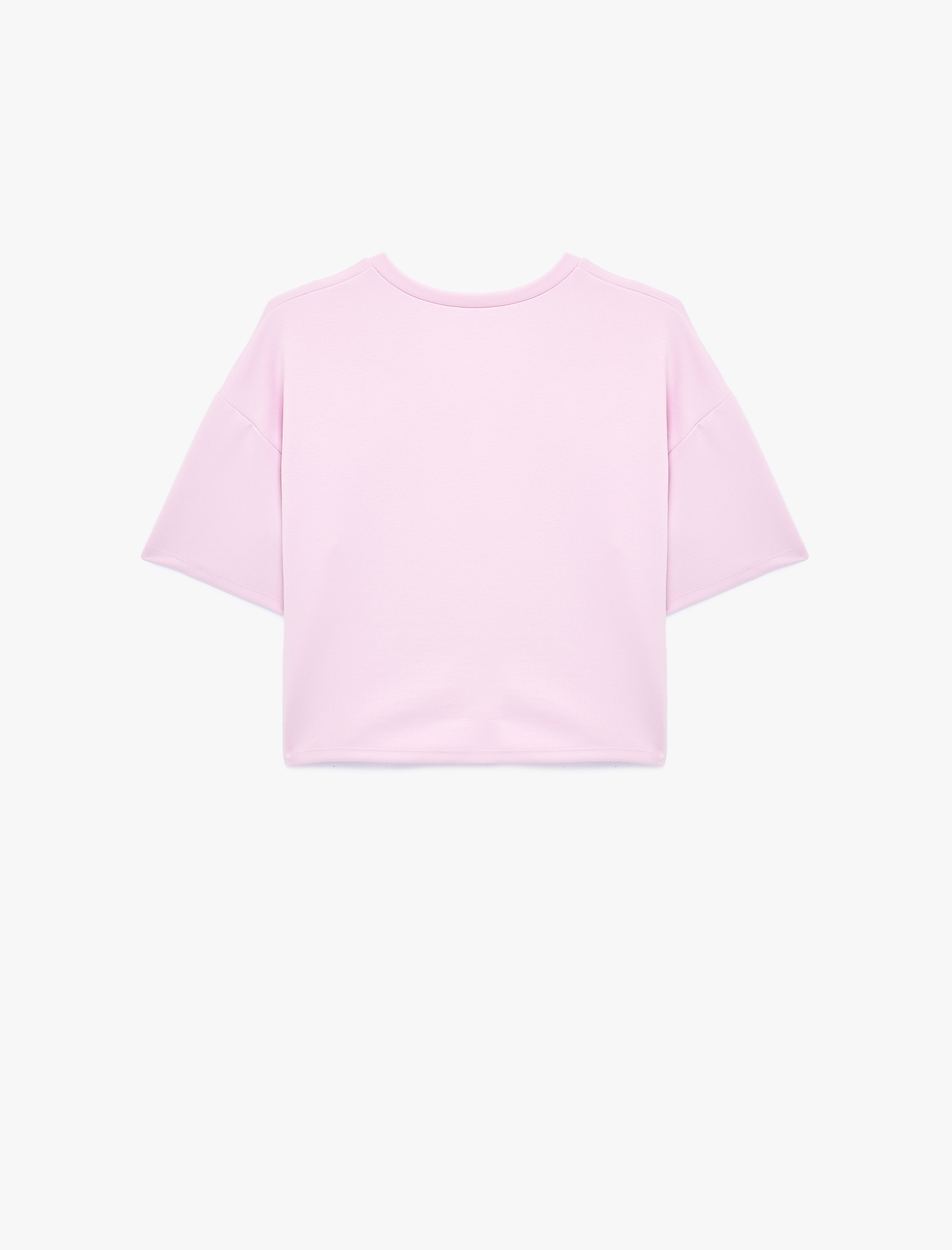   Rahat Kalıp Bisiklet Yaka Viskon Karışımlı Kısa Kollu Tişört