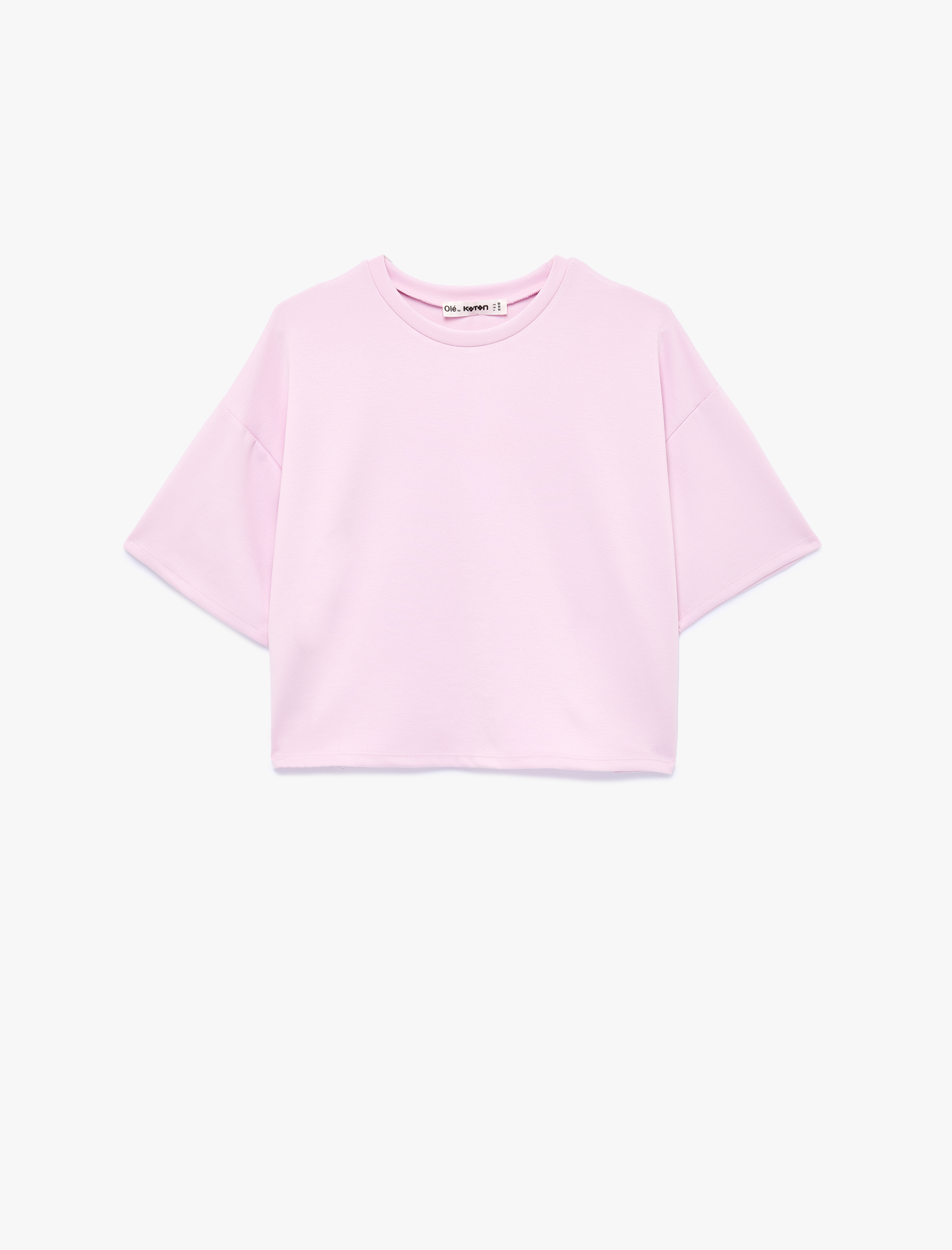   Rahat Kalıp Bisiklet Yaka Viskon Karışımlı Kısa Kollu Tişört