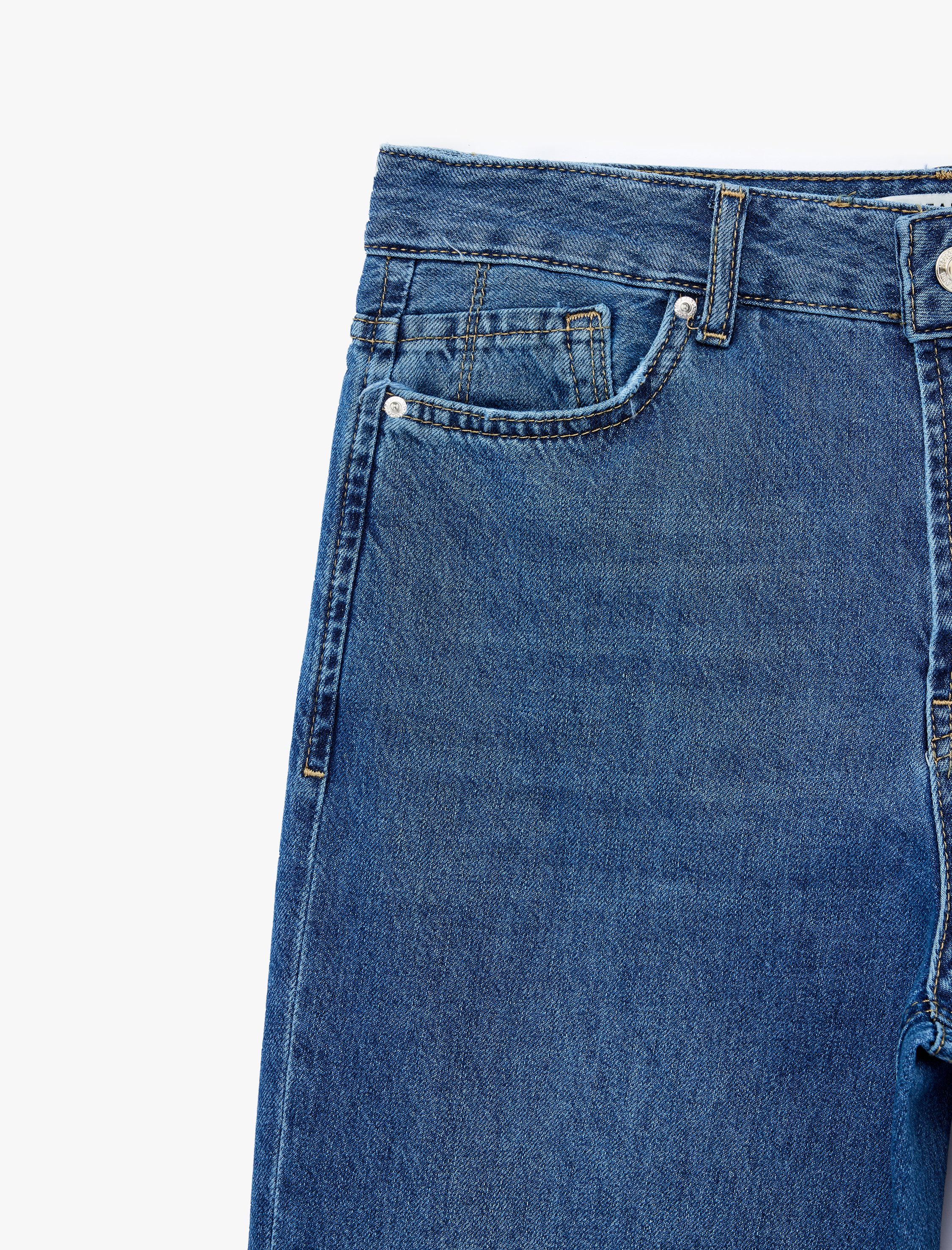   Pamuklu Normal Bel Düğmeli Düz Paça Denim Pantolon - Straight Fit Jean