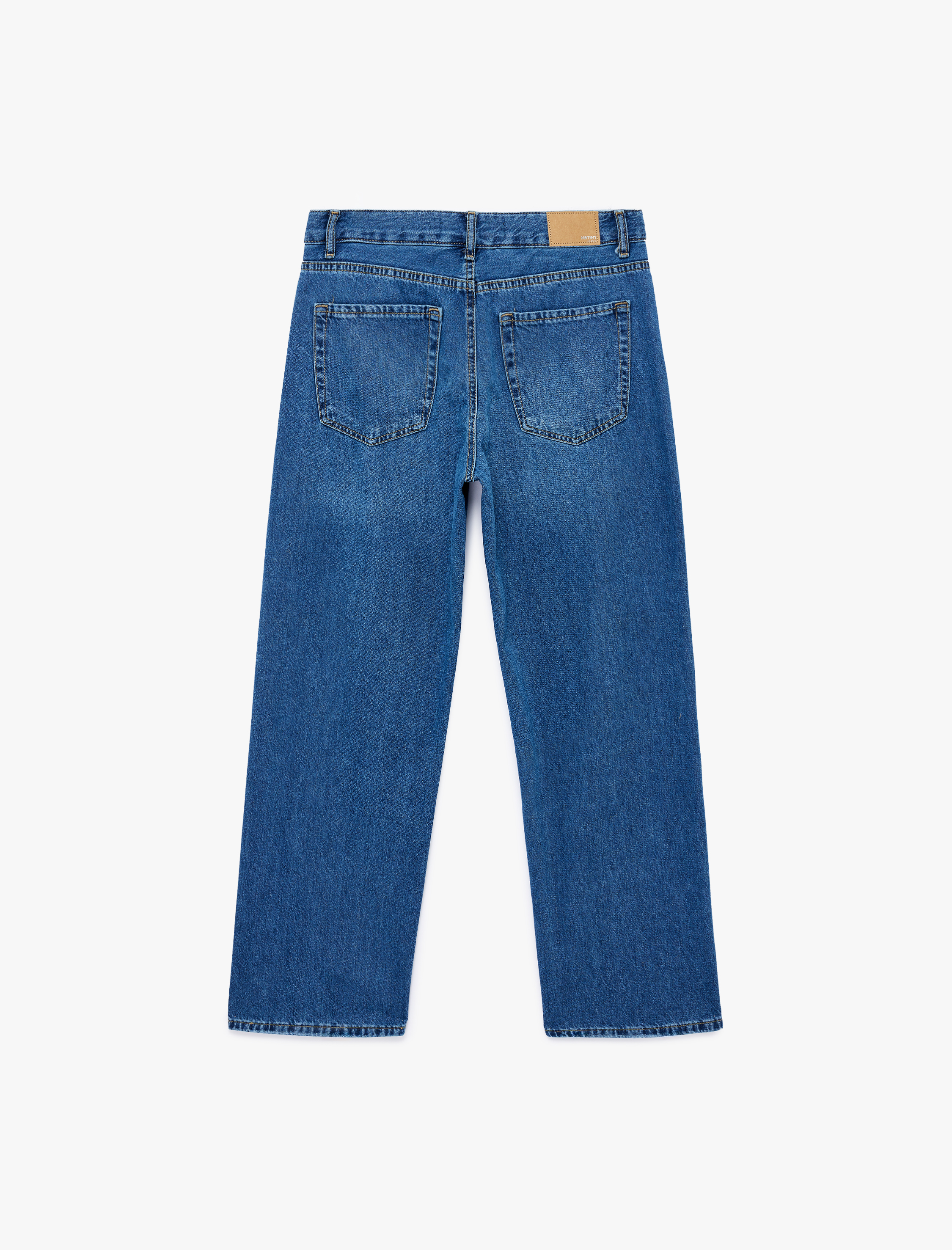   Pamuklu Normal Bel Düğmeli Düz Paça Denim Pantolon - Straight Fit Jean