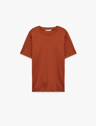 Regular Fit Kısa Kollu Pamuklu Bisiklet Yaka Tişört