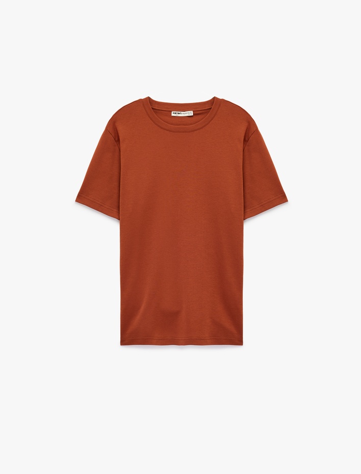  Regular Fit Kısa Kollu Pamuklu Bisiklet Yaka Tişört