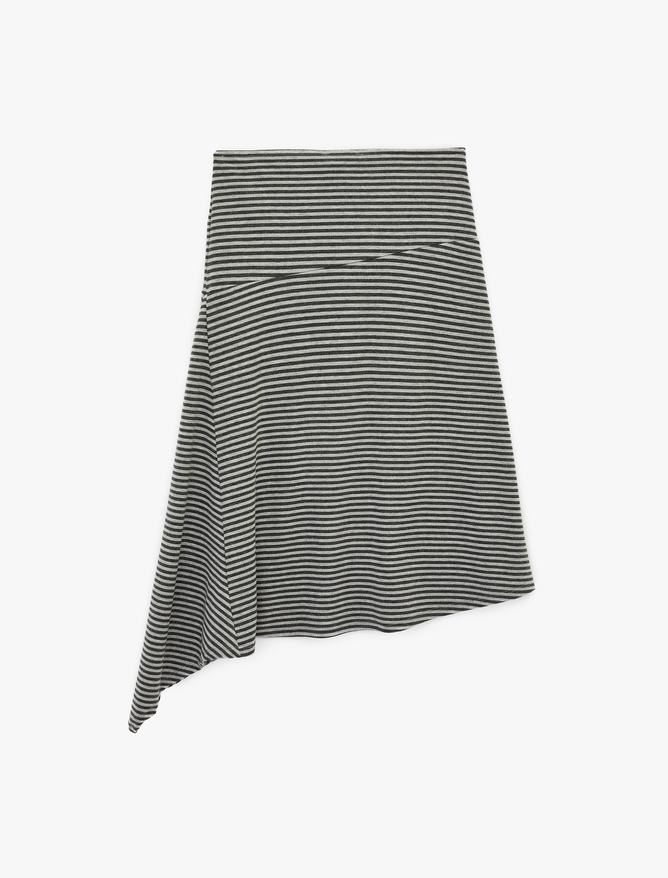   Asimetrik Kesim Viskon Karışımlı Normal Bel Midi Etek