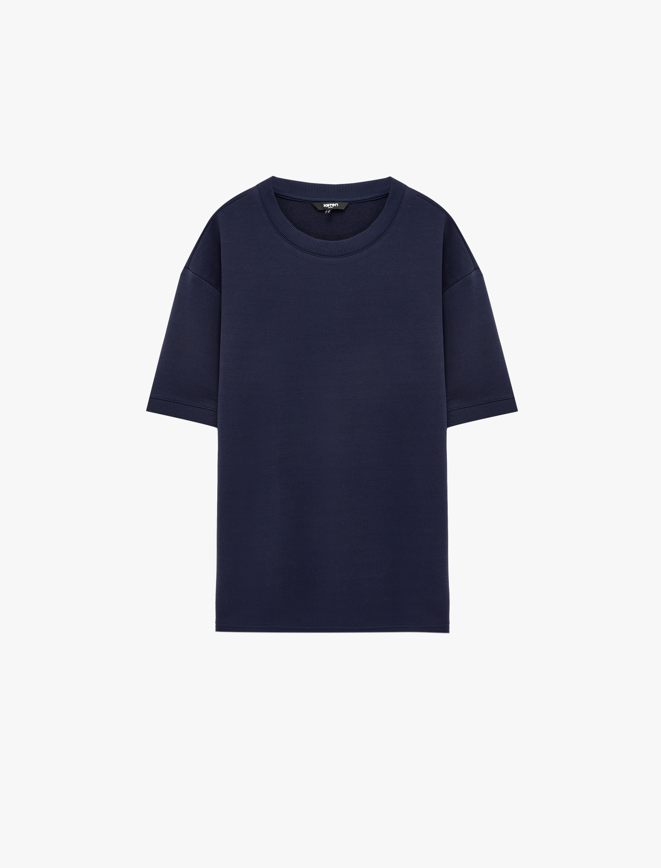   Kısa Kollu Rahat Kalıp Bisiklet Yaka Basic Spor Tişört