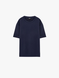 Kısa Kollu Rahat Kalıp Bisiklet Yaka Basic Spor Tişört