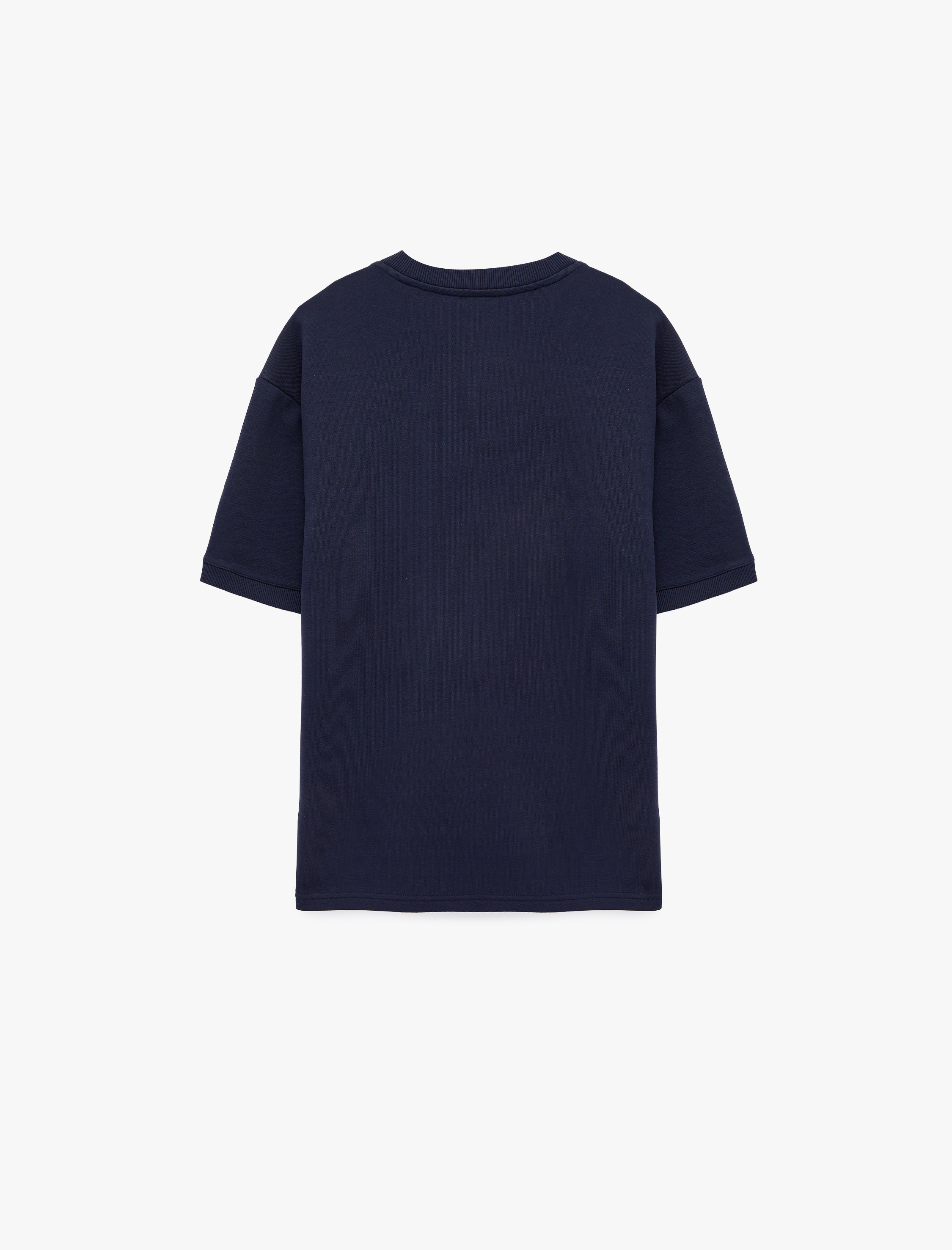   Kısa Kollu Rahat Kalıp Bisiklet Yaka Basic Spor Tişört