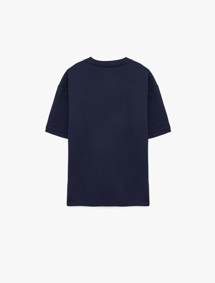  Kısa Kollu Rahat Kalıp Bisiklet Yaka Basic Spor Tişört