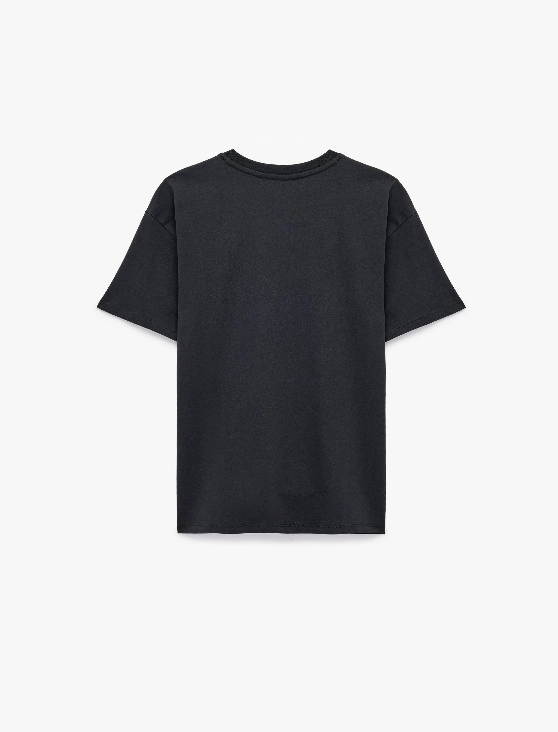   Rahat Kalıp Kısa Kollu Bisiklet Yaka Pamuklu Baskılı Fiyonklu Tişört