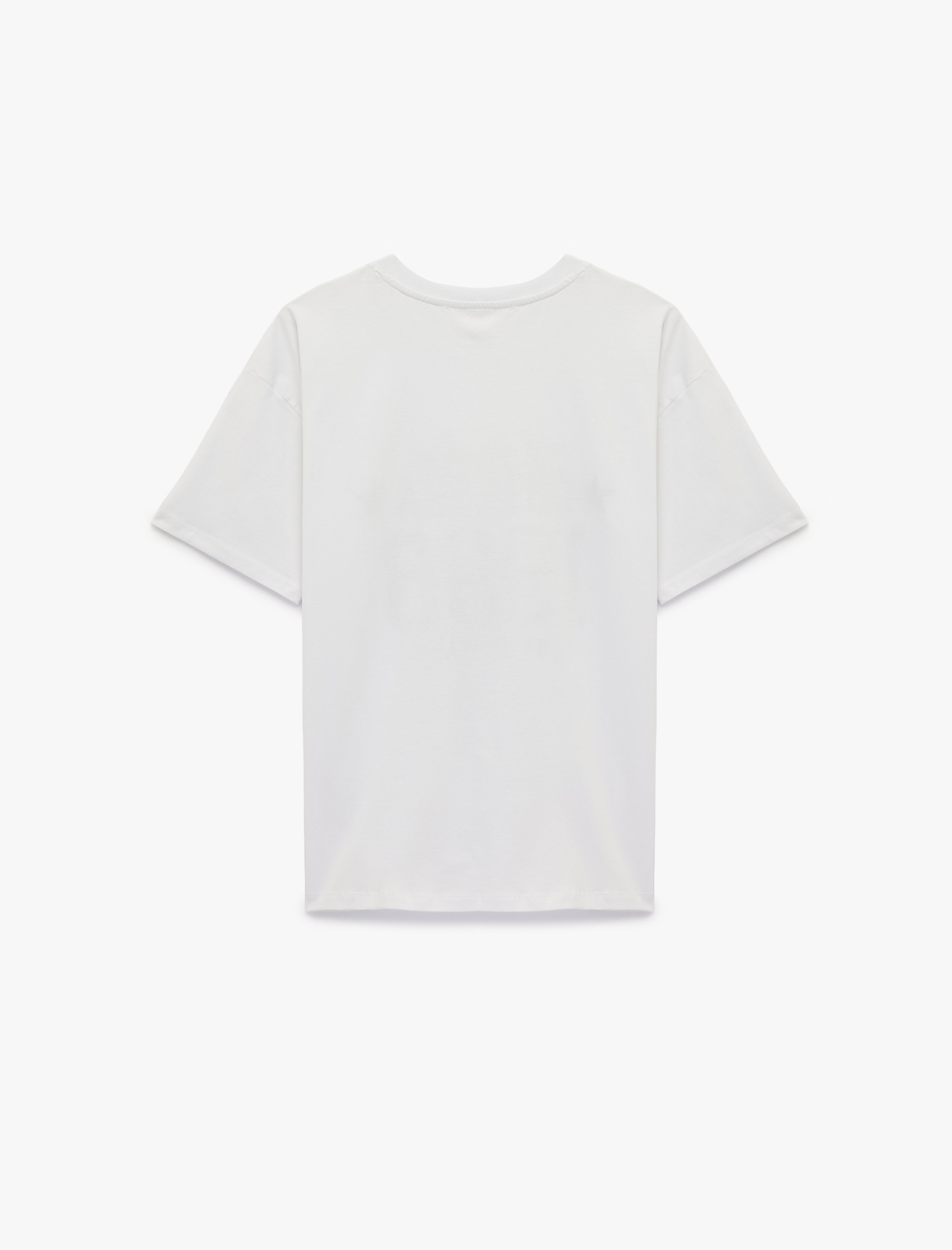   Slim Fit Kısa Kollu Bisiklet Yaka Kolej Baskılı Tişört