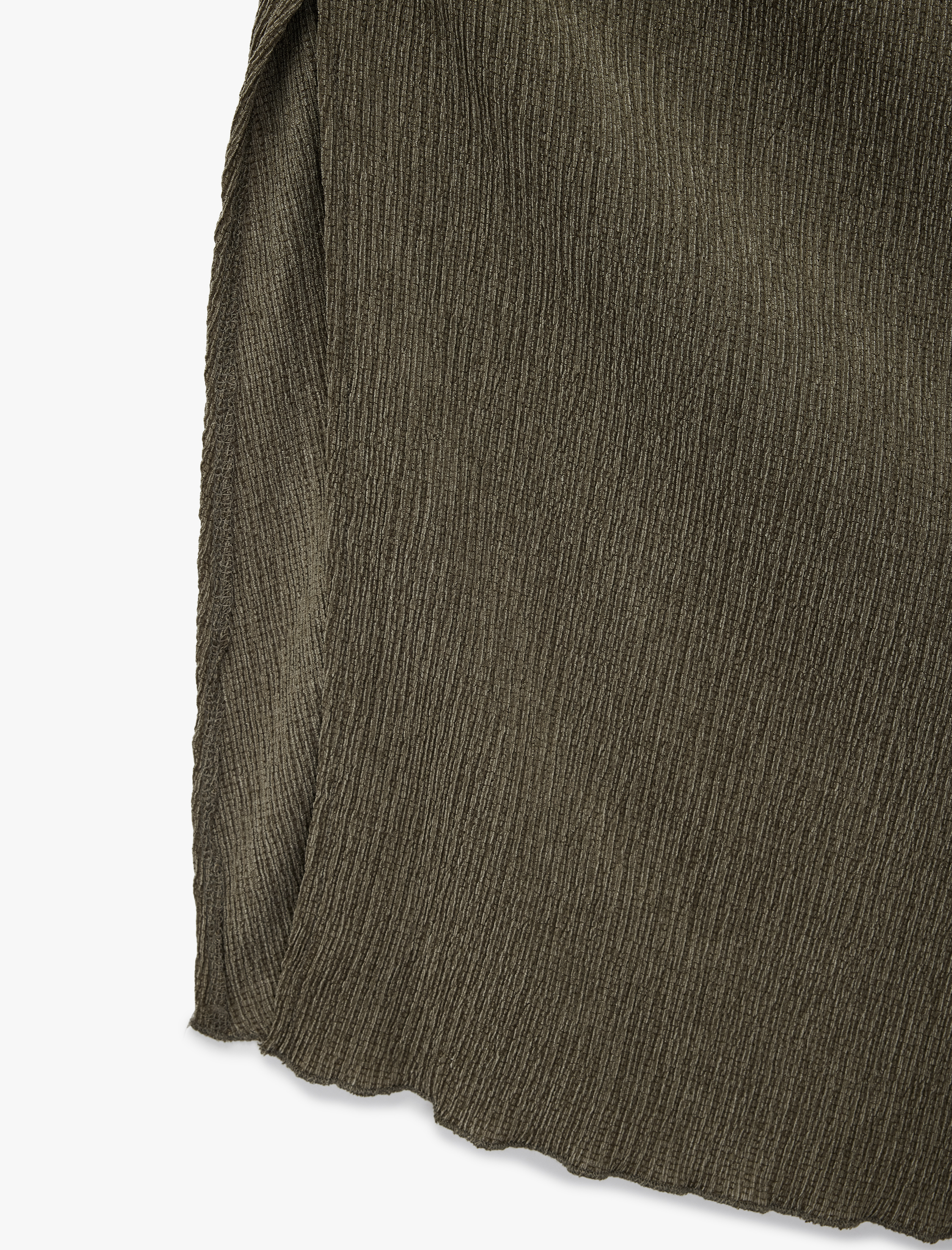   Drape Detaylı Asimetrik Kesim Bisiklet Yaka Kolsuz Midi Elbise