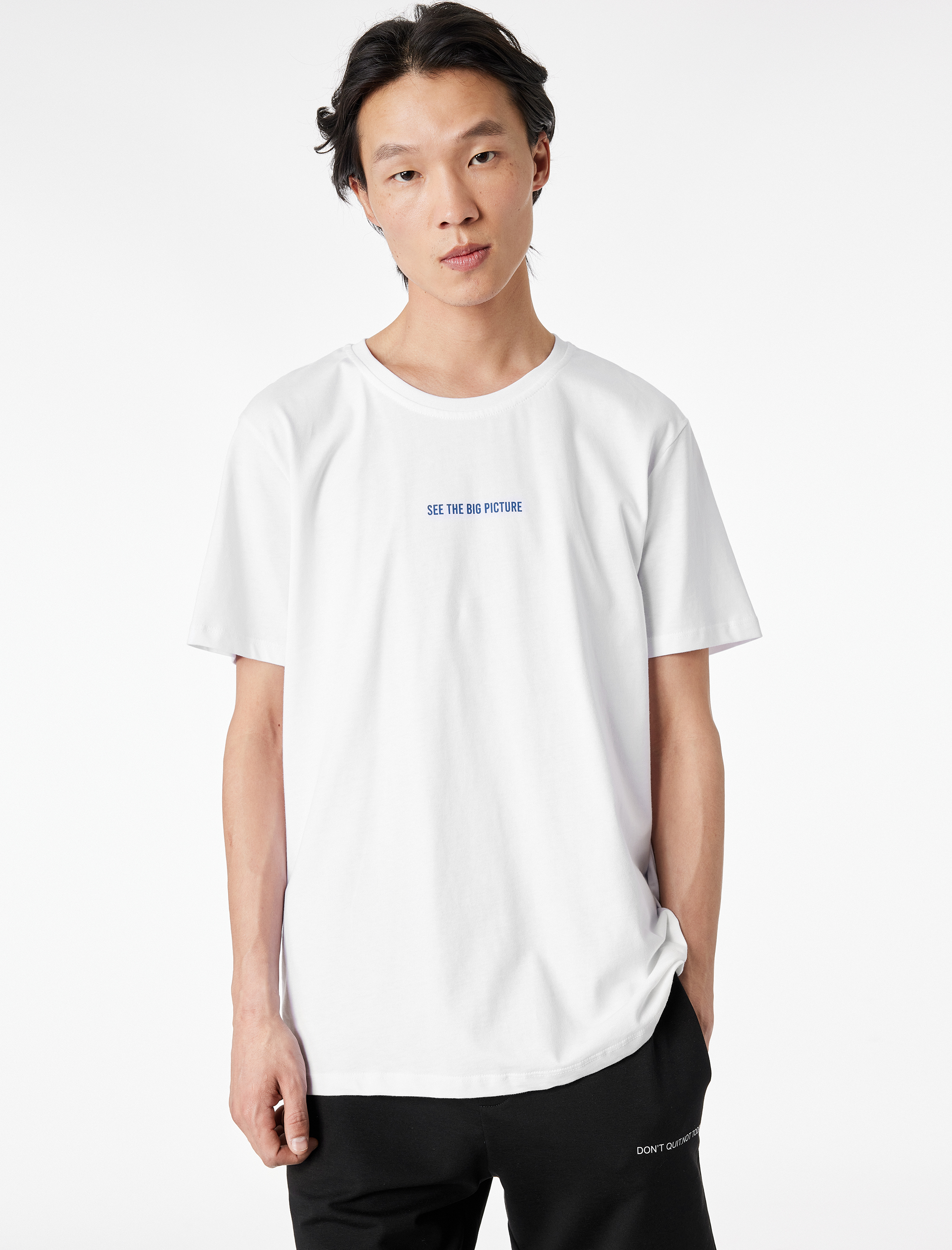   Kısa Kollu Regular Fit Bisiklet Yaka Pamuklu Baskılı Spor Tişört