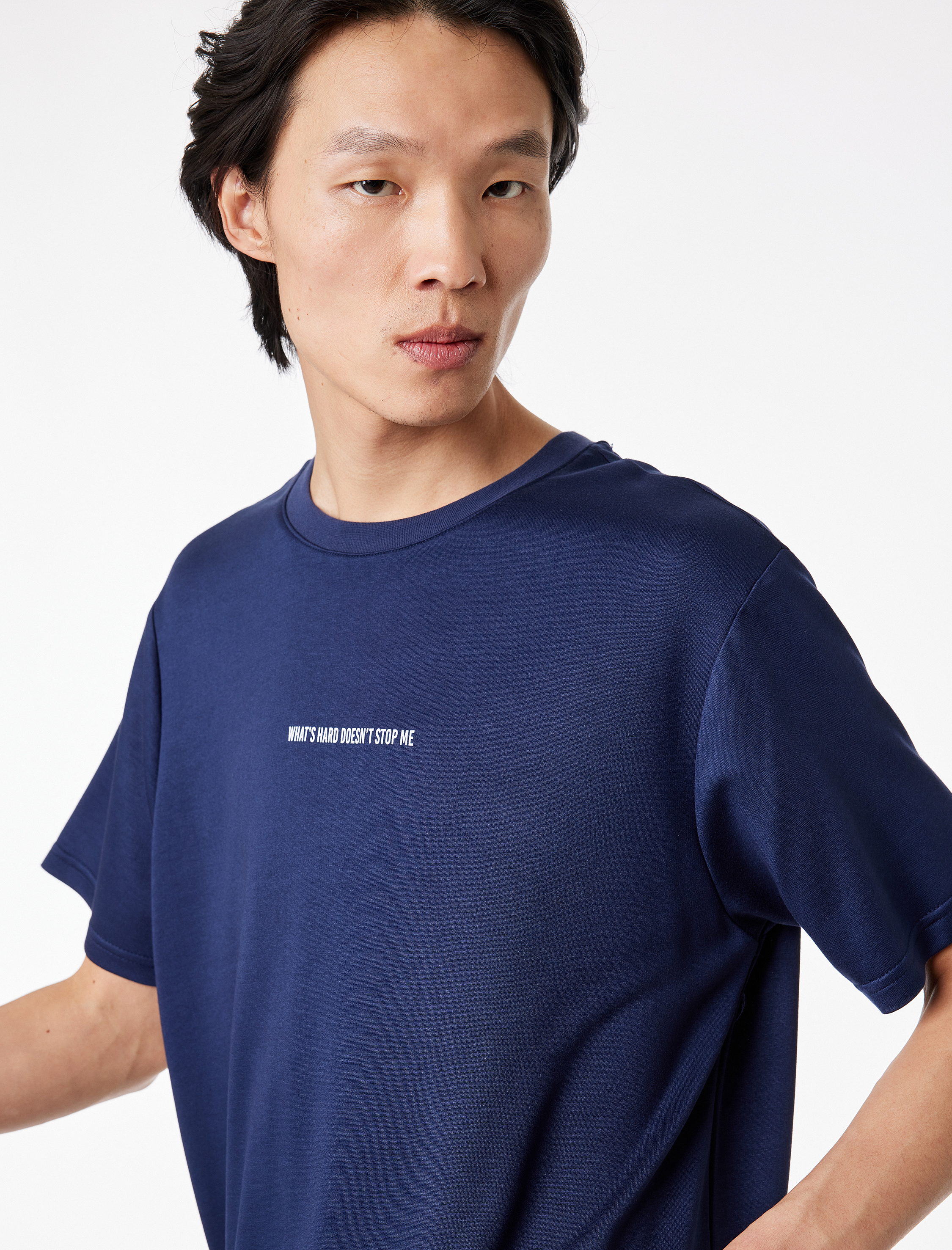   Kısa Kollu Bisiklet Yaka Rahat Kalıp Baskılı Spor Tişört