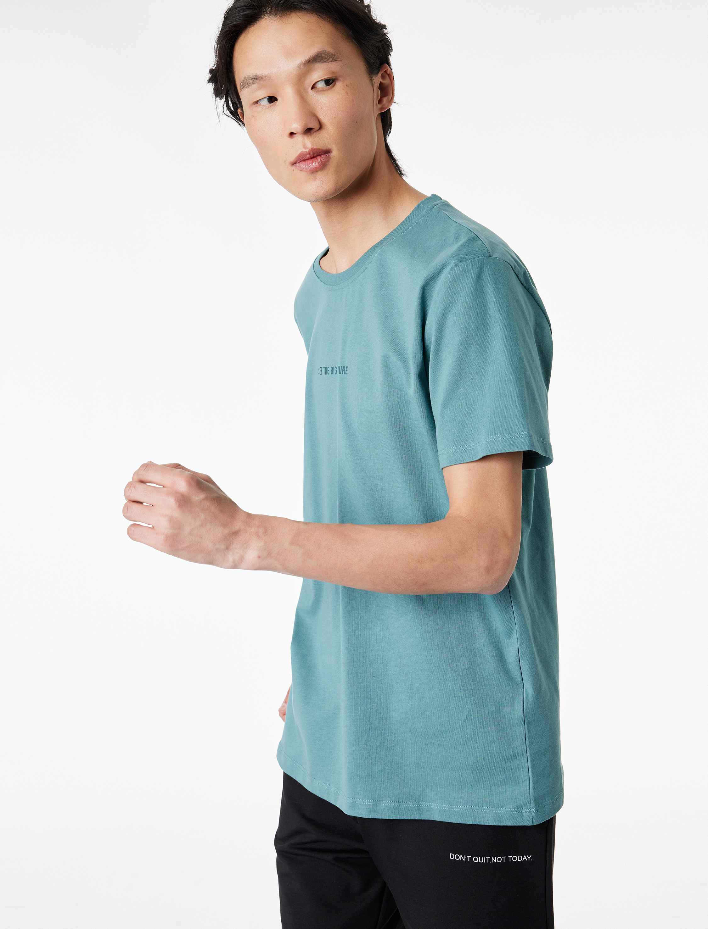   Kısa Kollu Regular Fit Bisiklet Yaka Pamuklu Baskılı Spor Tişört