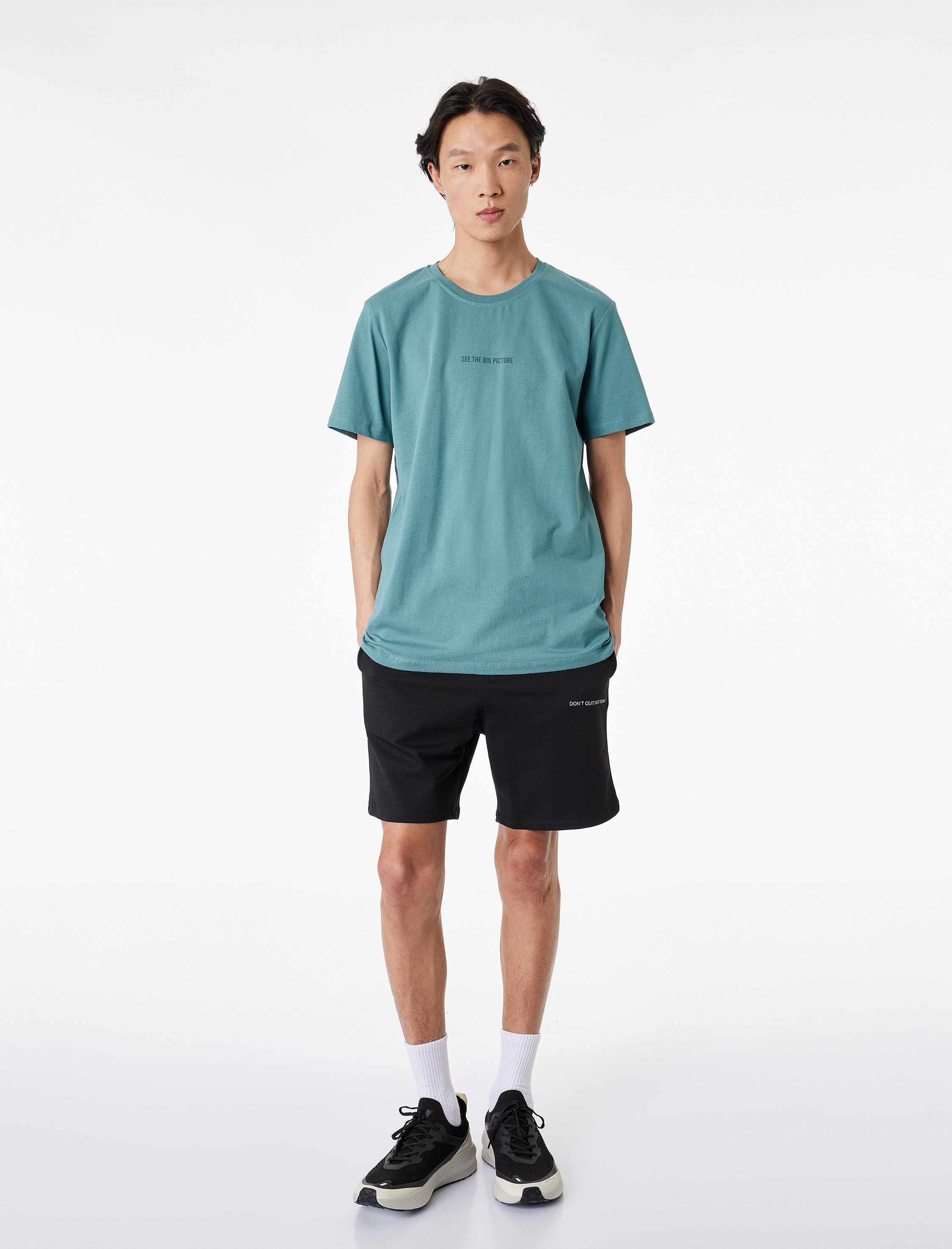   Kısa Kollu Regular Fit Bisiklet Yaka Pamuklu Baskılı Spor Tişört