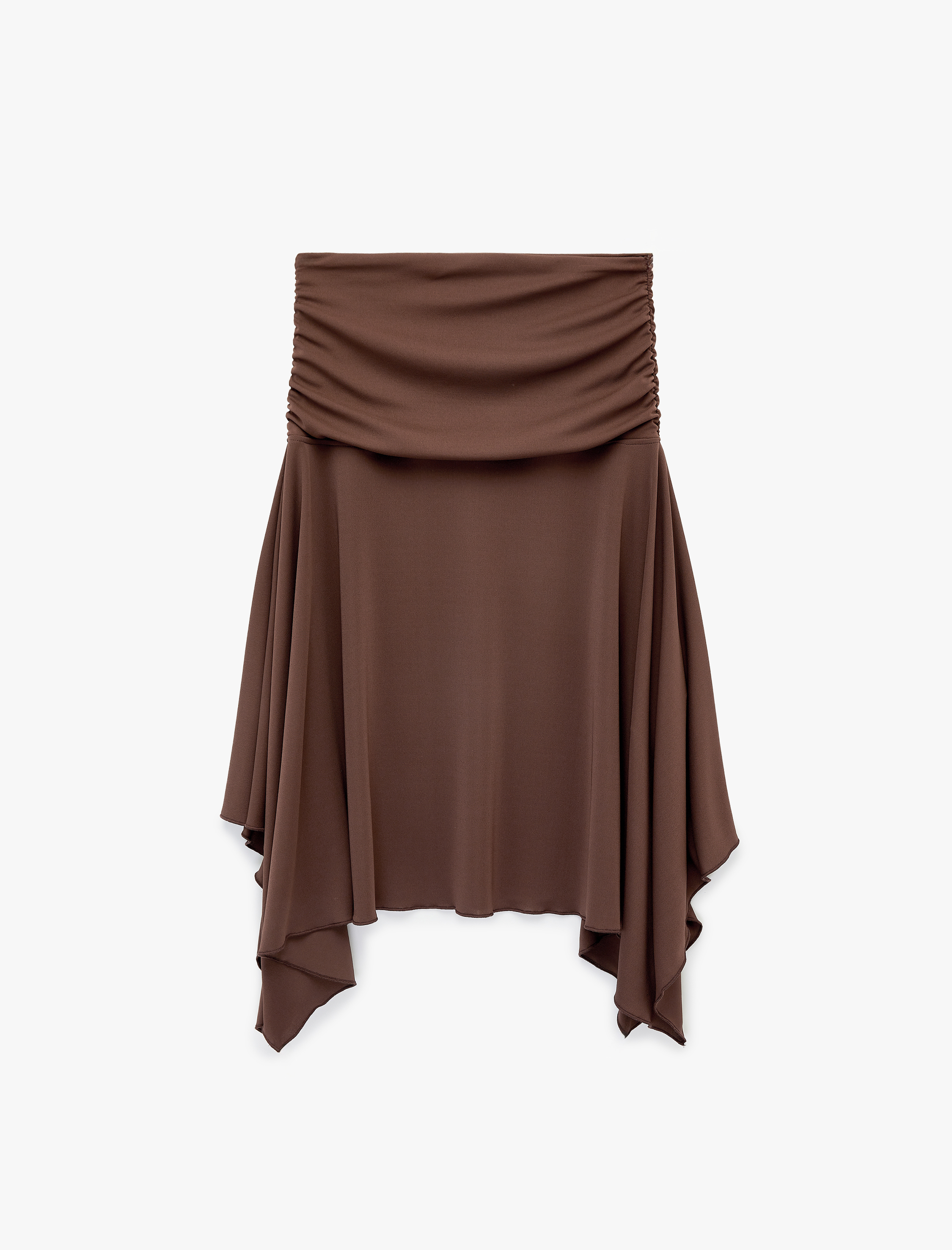   Asimetrik Büzgülü Midi Scuba Etek