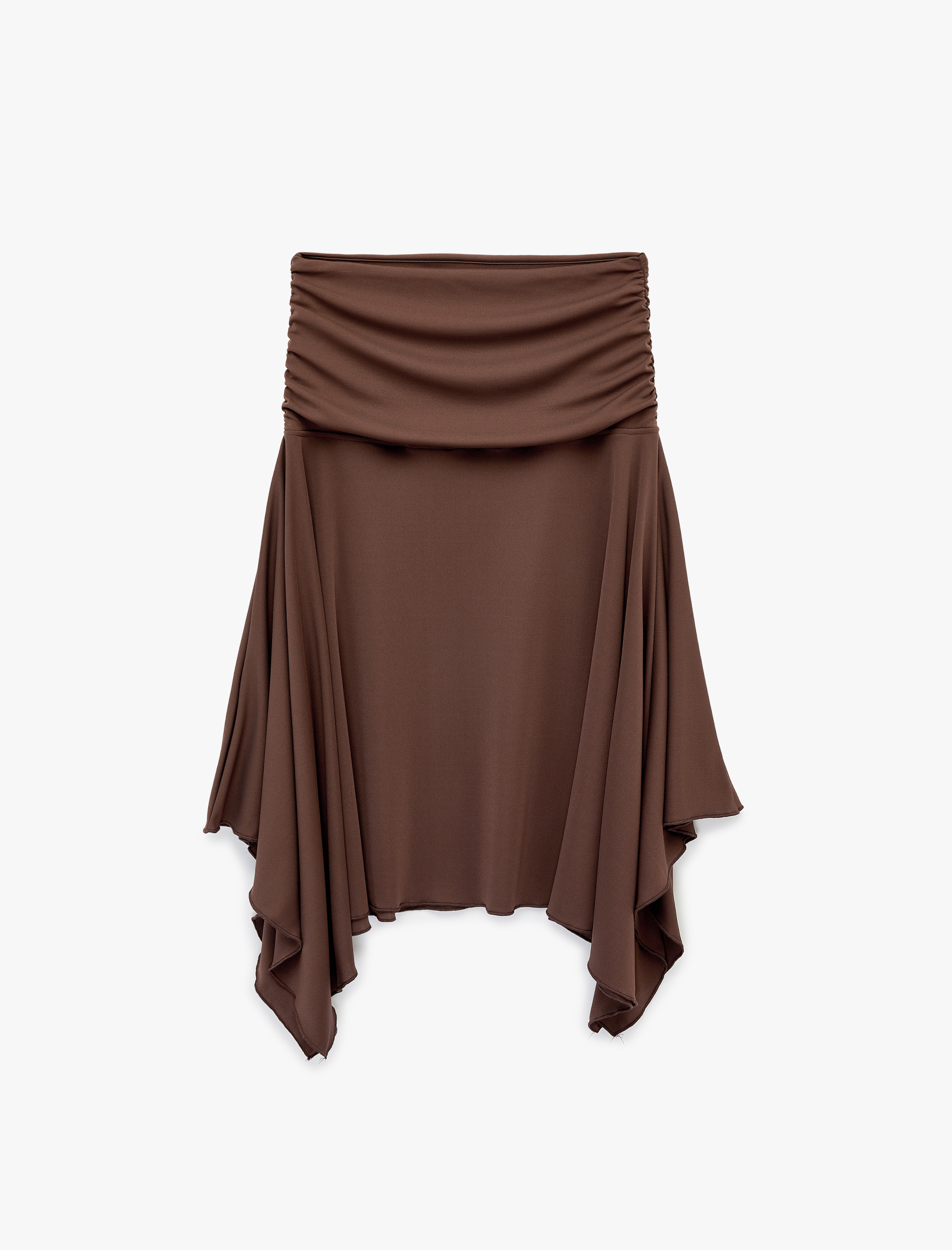   Asimetrik Büzgülü Midi Scuba Etek