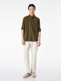 Regular Fit Uzun Kollu Pamuklu Hakim Yaka Gömlek