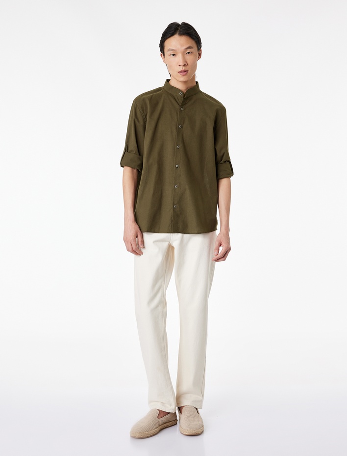  Regular Fit Uzun Kollu Pamuklu Hakim Yaka Gömlek