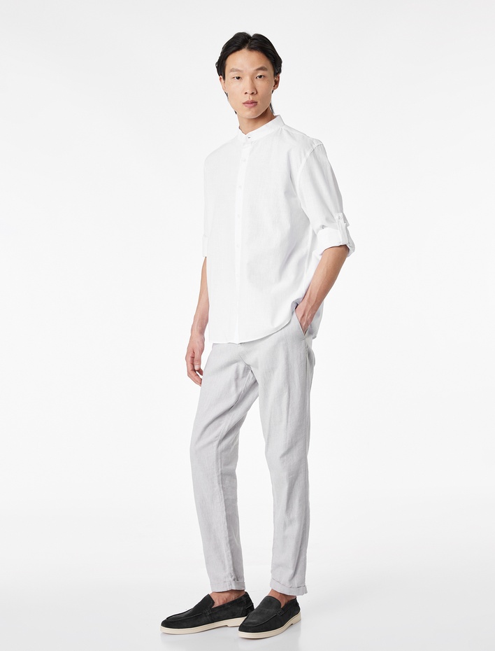  Regular Fit Uzun Kollu Pamuklu Hakim Yaka Gömlek