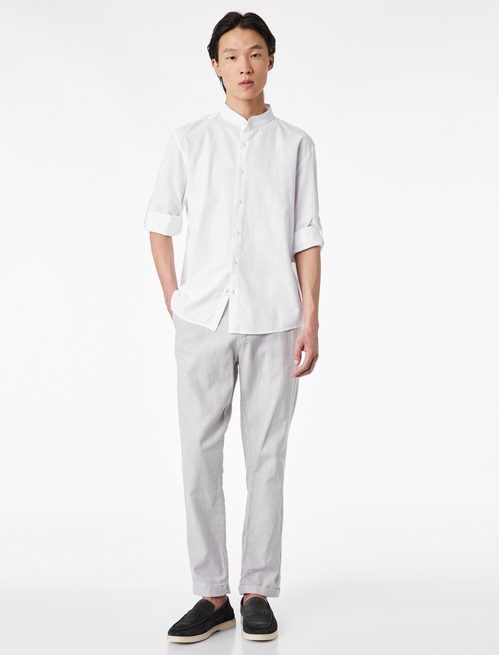  Regular Fit Uzun Kollu Pamuklu Hakim Yaka Gömlek