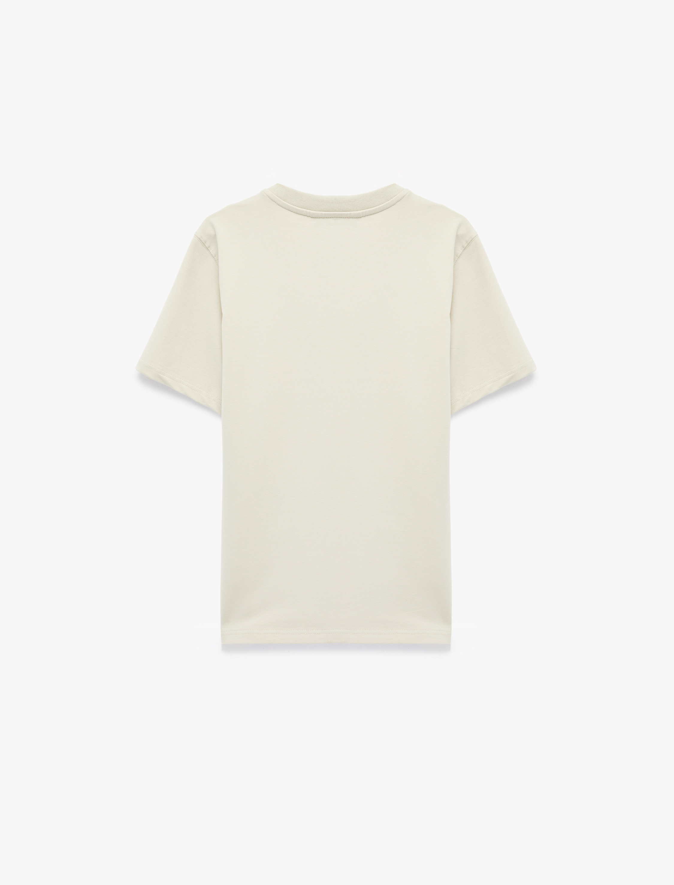   Regular Fit Bisiklet Yaka Pamuklu Tok Kumaş Kısa Kollu Baskılı Tişört