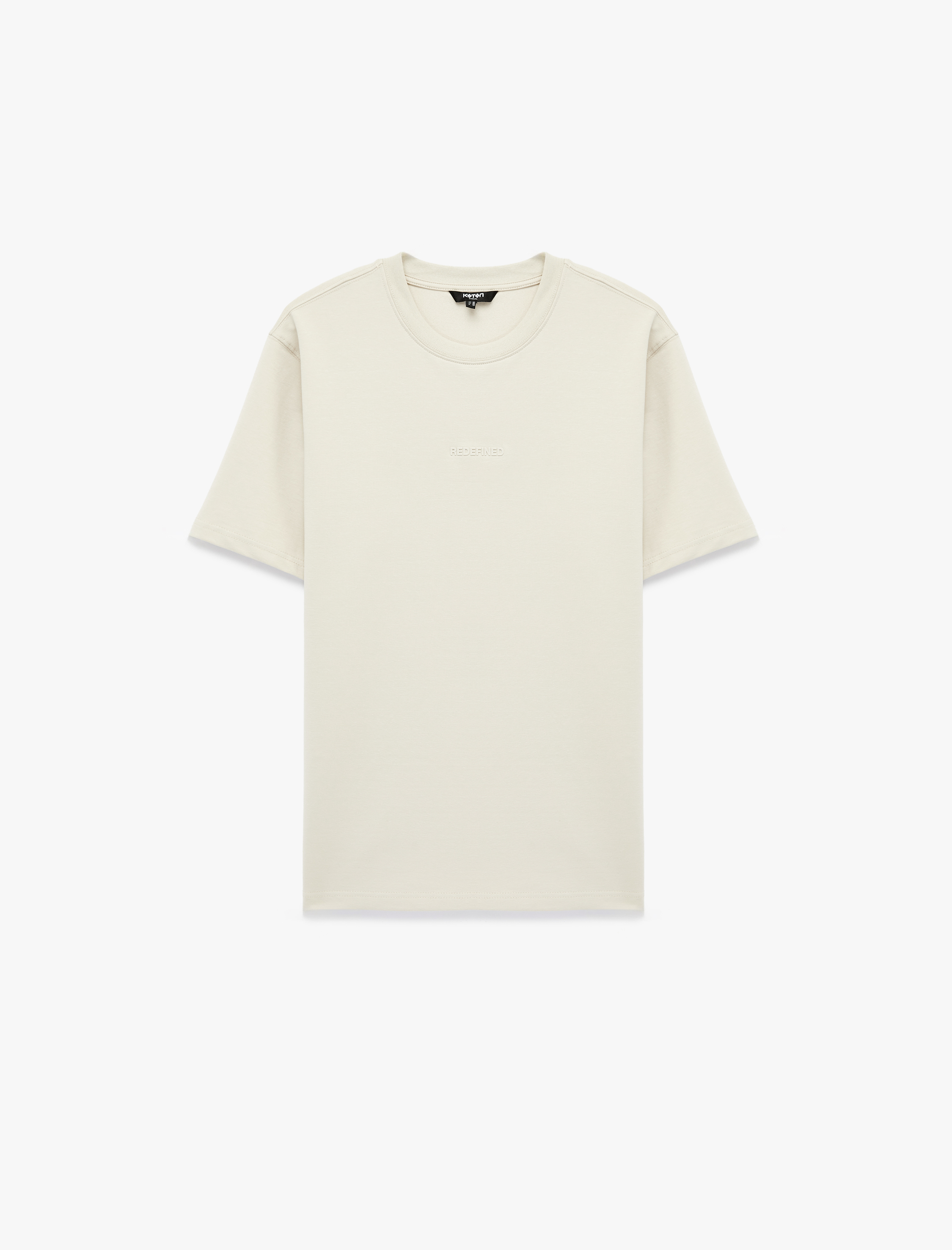   Regular Fit Bisiklet Yaka Pamuklu Tok Kumaş Kısa Kollu Baskılı Tişört