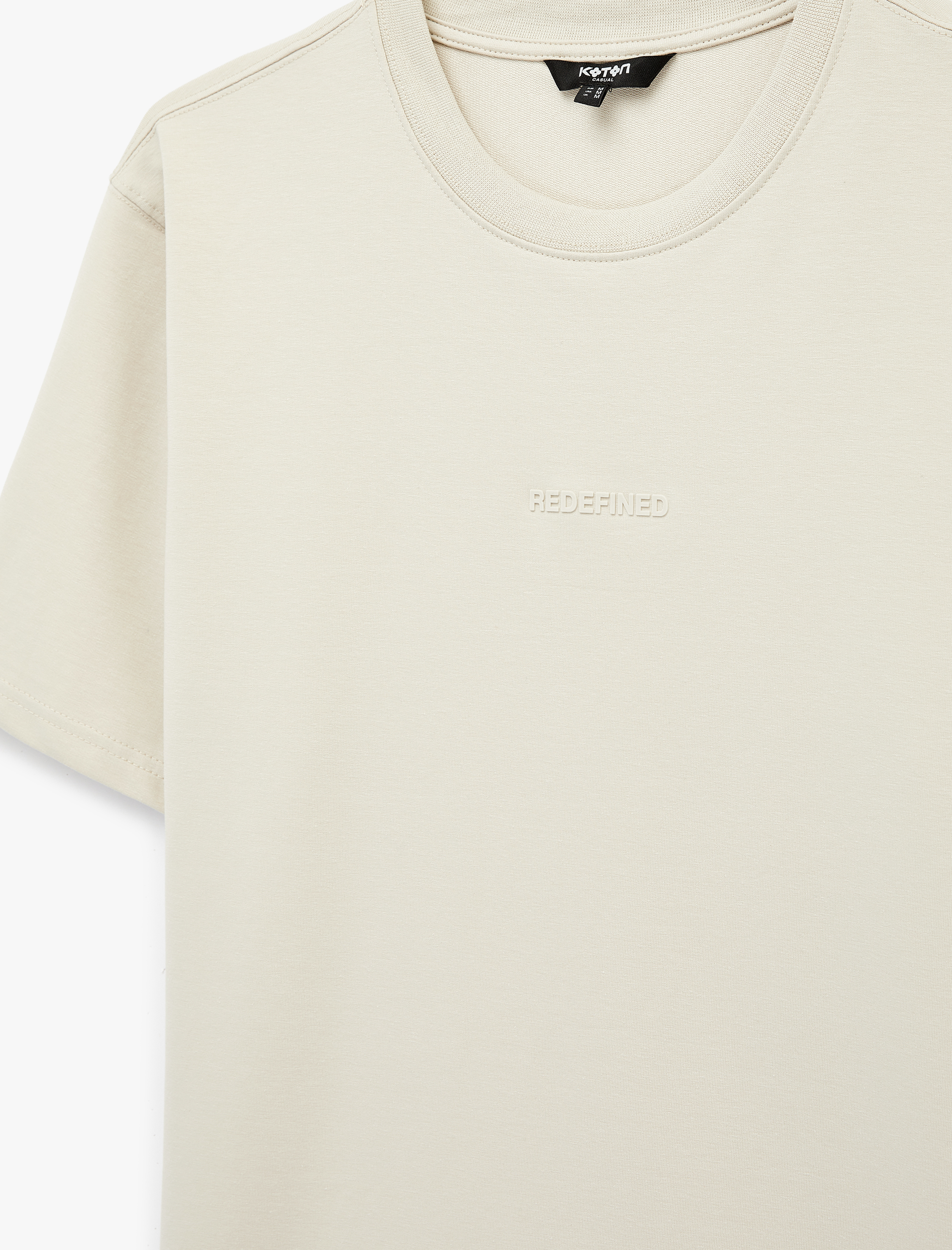   Regular Fit Bisiklet Yaka Pamuklu Tok Kumaş Kısa Kollu Baskılı Tişört