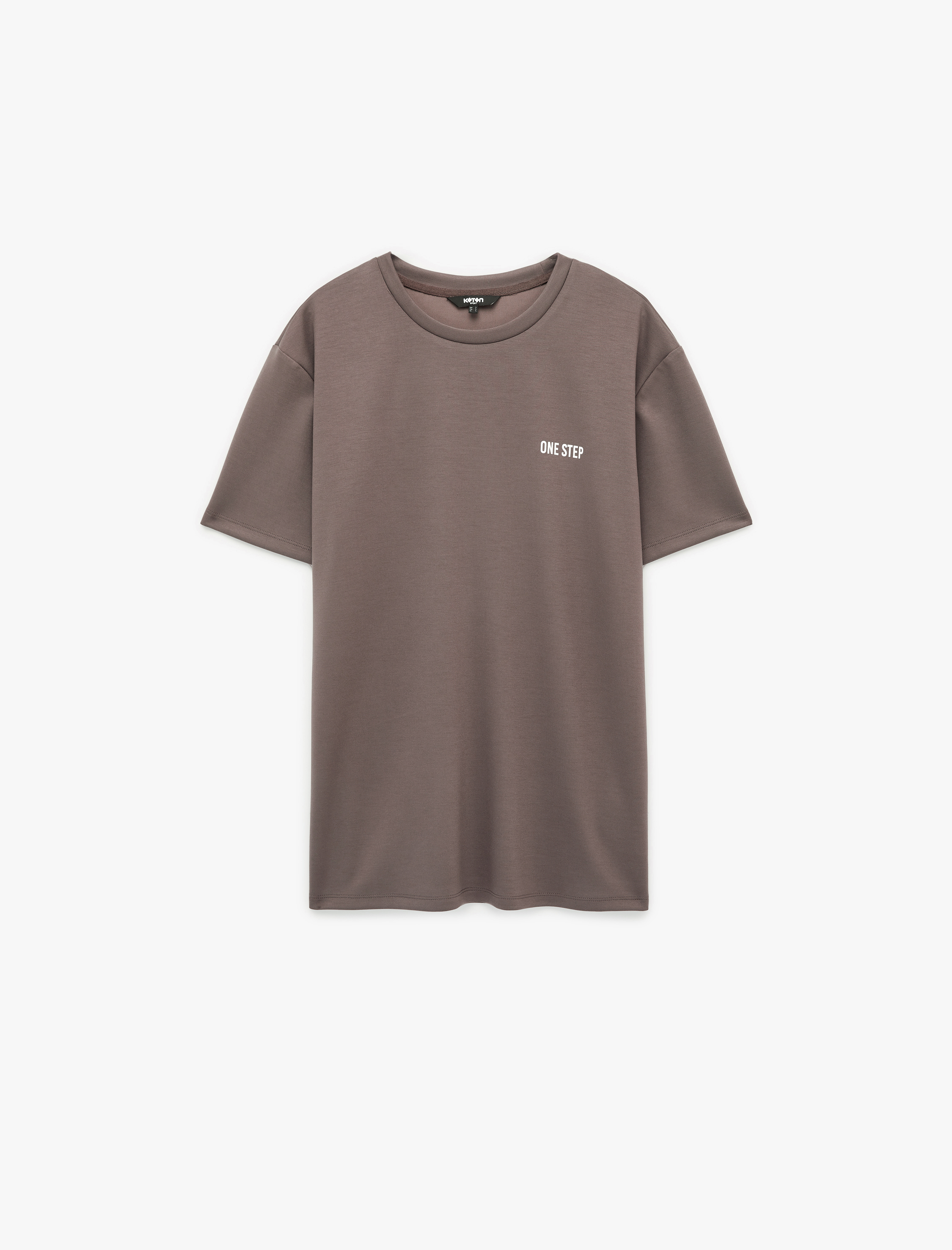   Kısa Kollu Bisiklet Yaka Viskon Karışımlı Rahat Kalıp Baskılı Spor Tişört