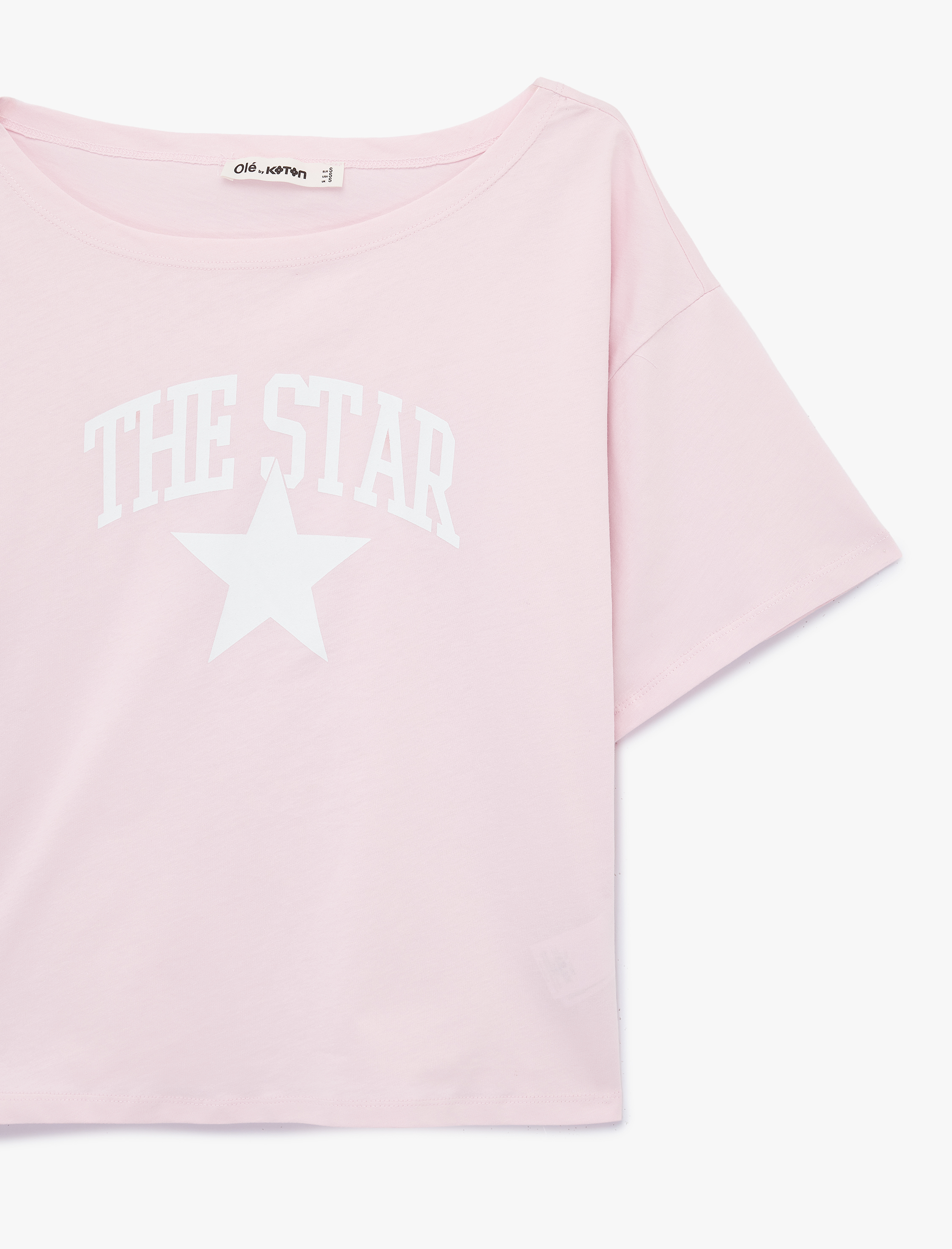   Rahat Kalıp Omzu Açık Kısa Kollu Baskılı Tişört