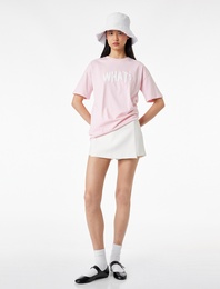 Rahat Kalıp Kısa Kollu Baskılı Pamuklu Tişört