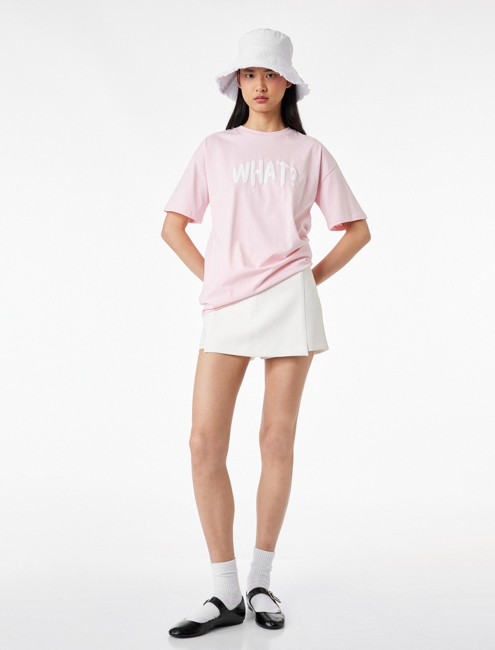  Rahat Kalıp Kısa Kollu Baskılı Pamuklu Tişört