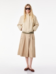 Kargo Cep Detaylı Pileli Gabardin Geniş Paça Bermuda Pantolon Şort