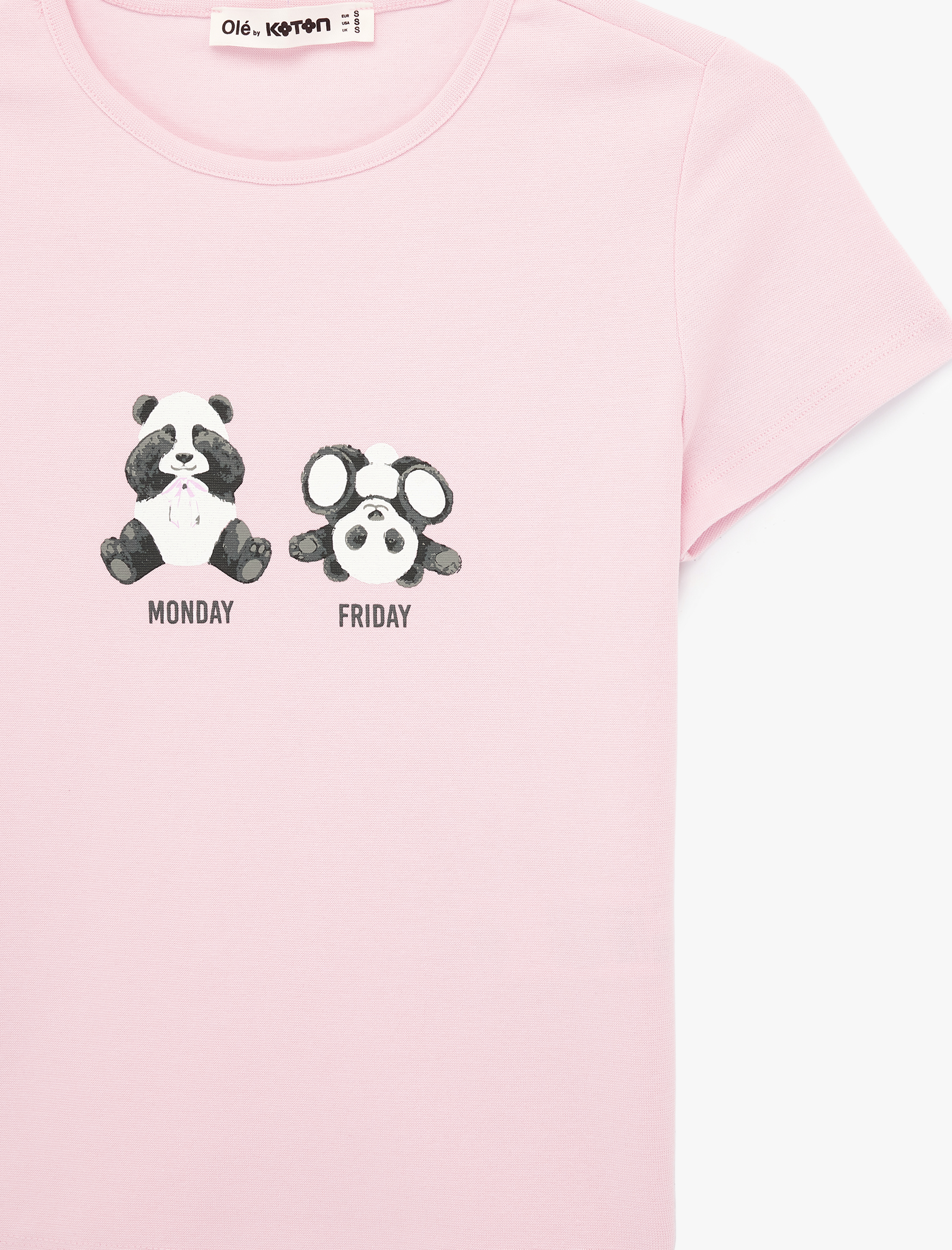   Pamuklu Baskılı Kısa Kollu Bisiklet Yaka Tişört