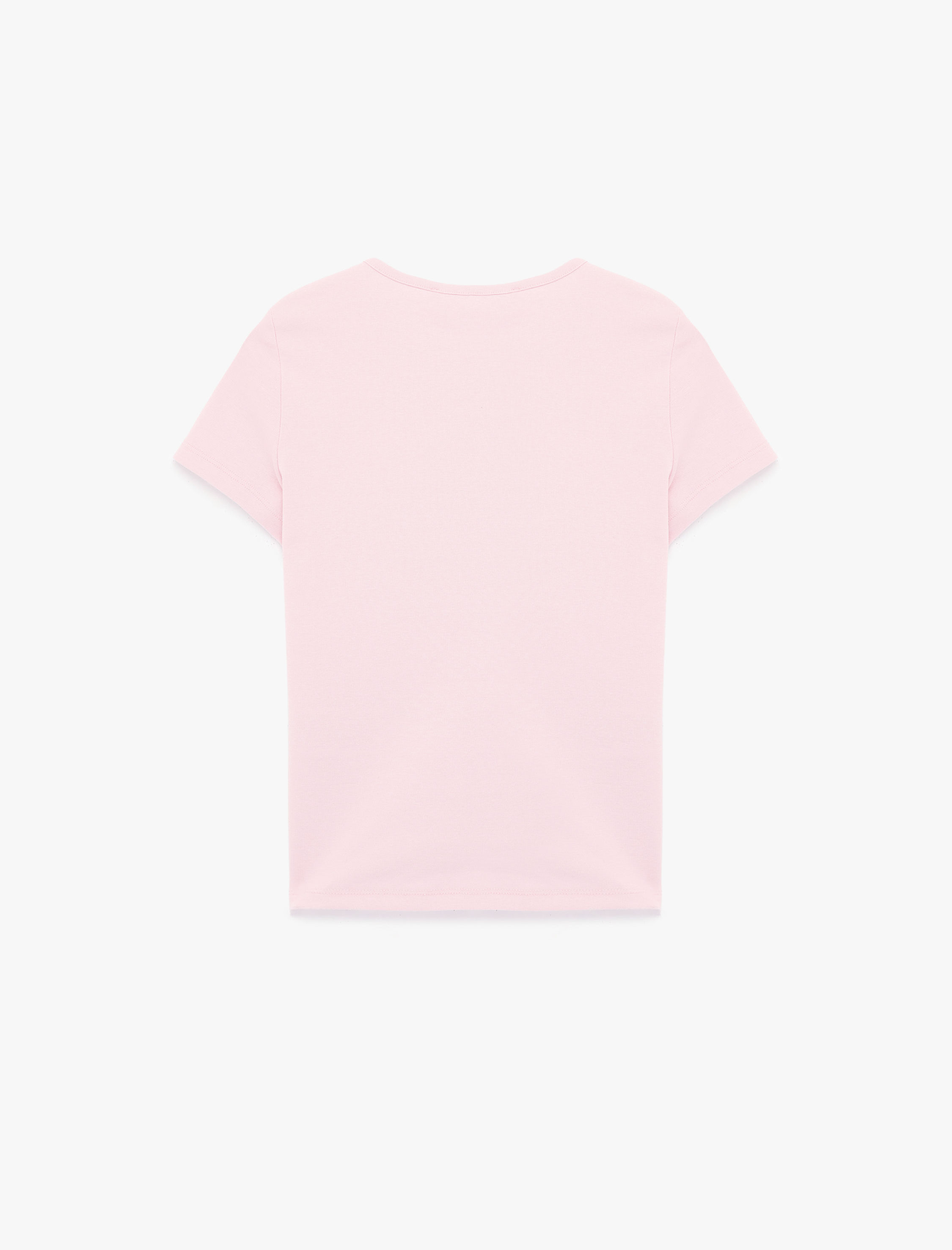   Pamuklu Baskılı Kısa Kollu Bisiklet Yaka Tişört