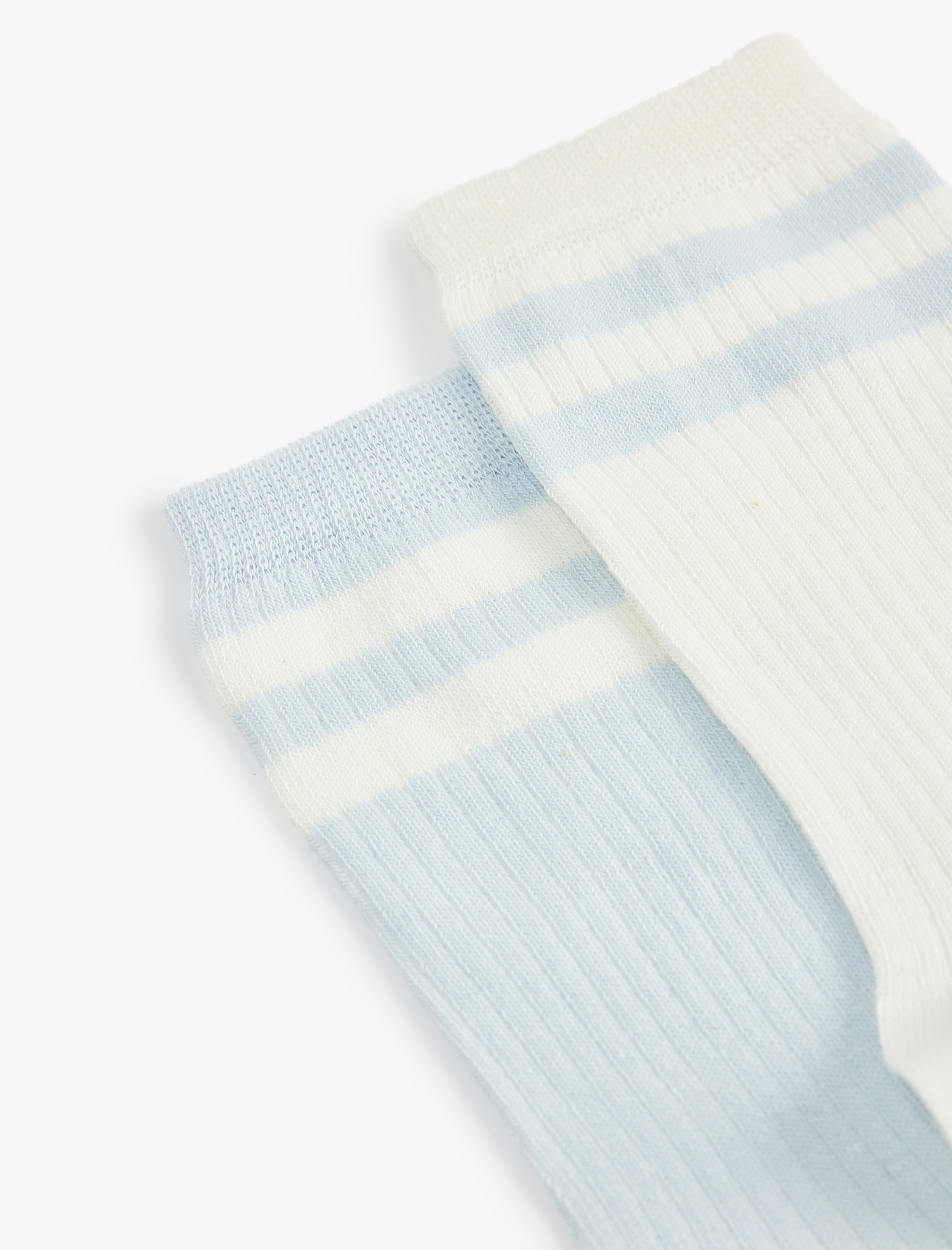  Kadın Çizgili 2'li Pamuklu Soket Çorap Seti