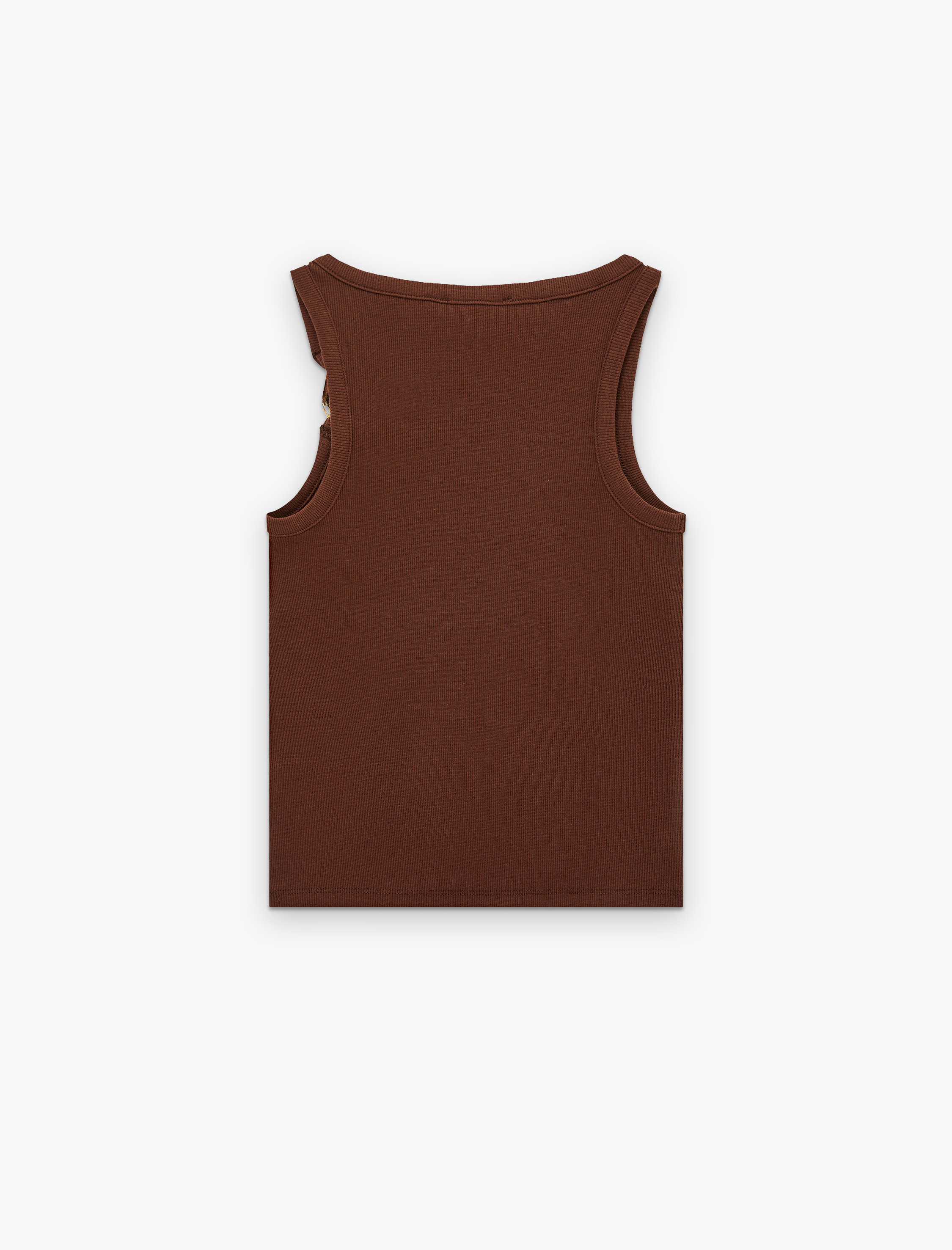   Metal Aksesuarlı Asimetrik Yaka Kolsuz Bluz