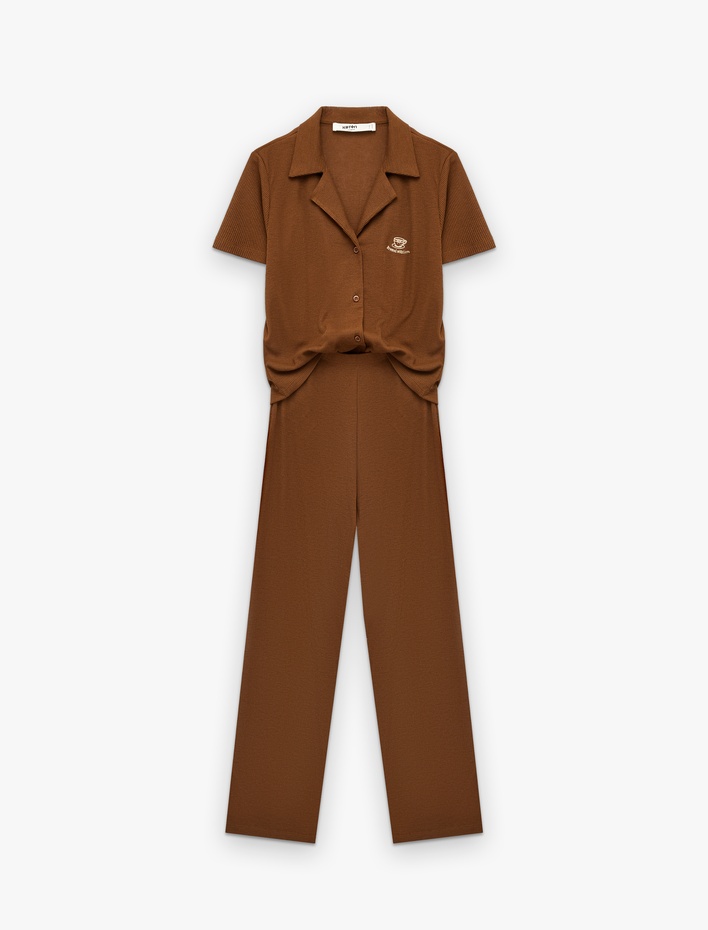  Viskon Karışımlı Rahat Kesim Pijama Takımı