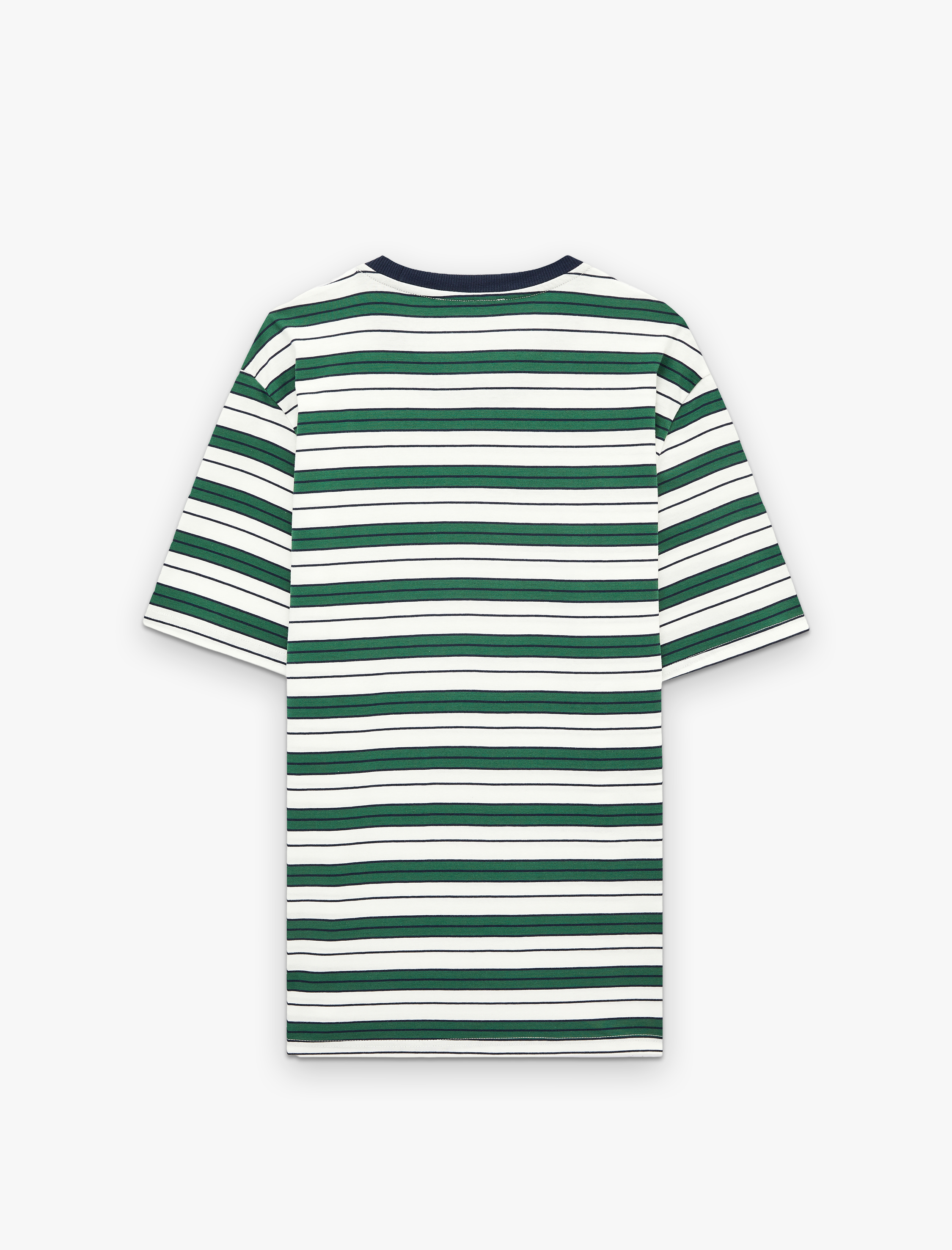   Regular Fit Kısa Kollu Bisiklet Yaka Pamuklu Çizgili Tişört