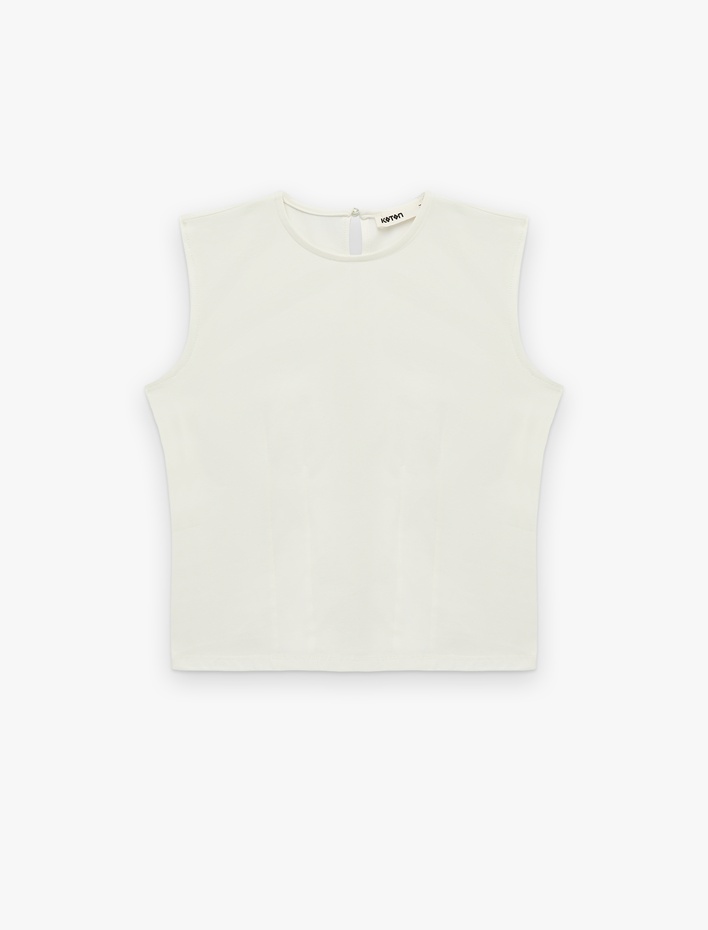  Slim Fit Bisiklet Yaka Kolsuz Crop Body