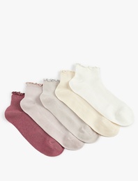 5'li Fırfır Detaylı Pamuklu Patik Çorap Seti