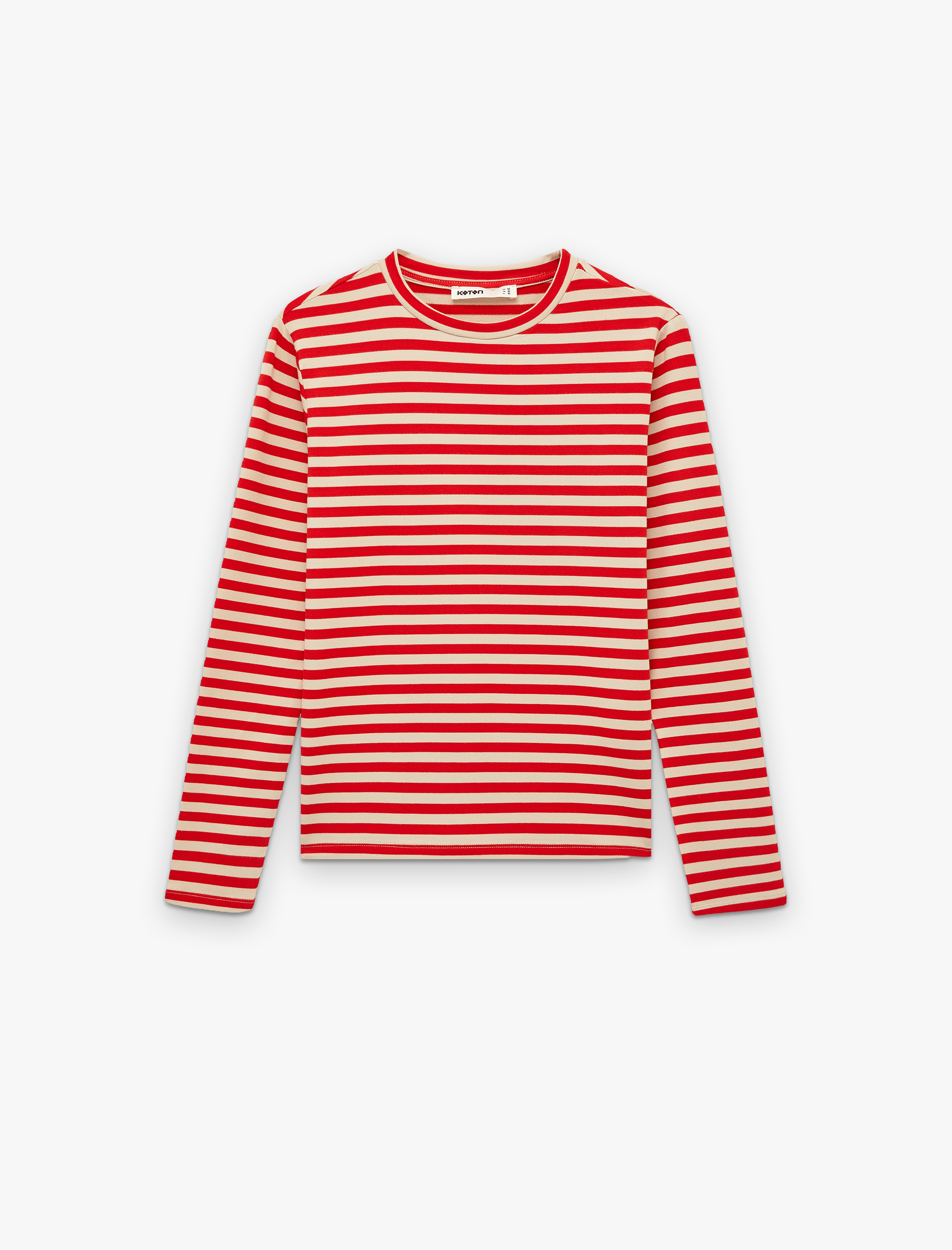   Modal Kumaş Uzun Kollu Bisiklet Yaka Çizgili Tişört