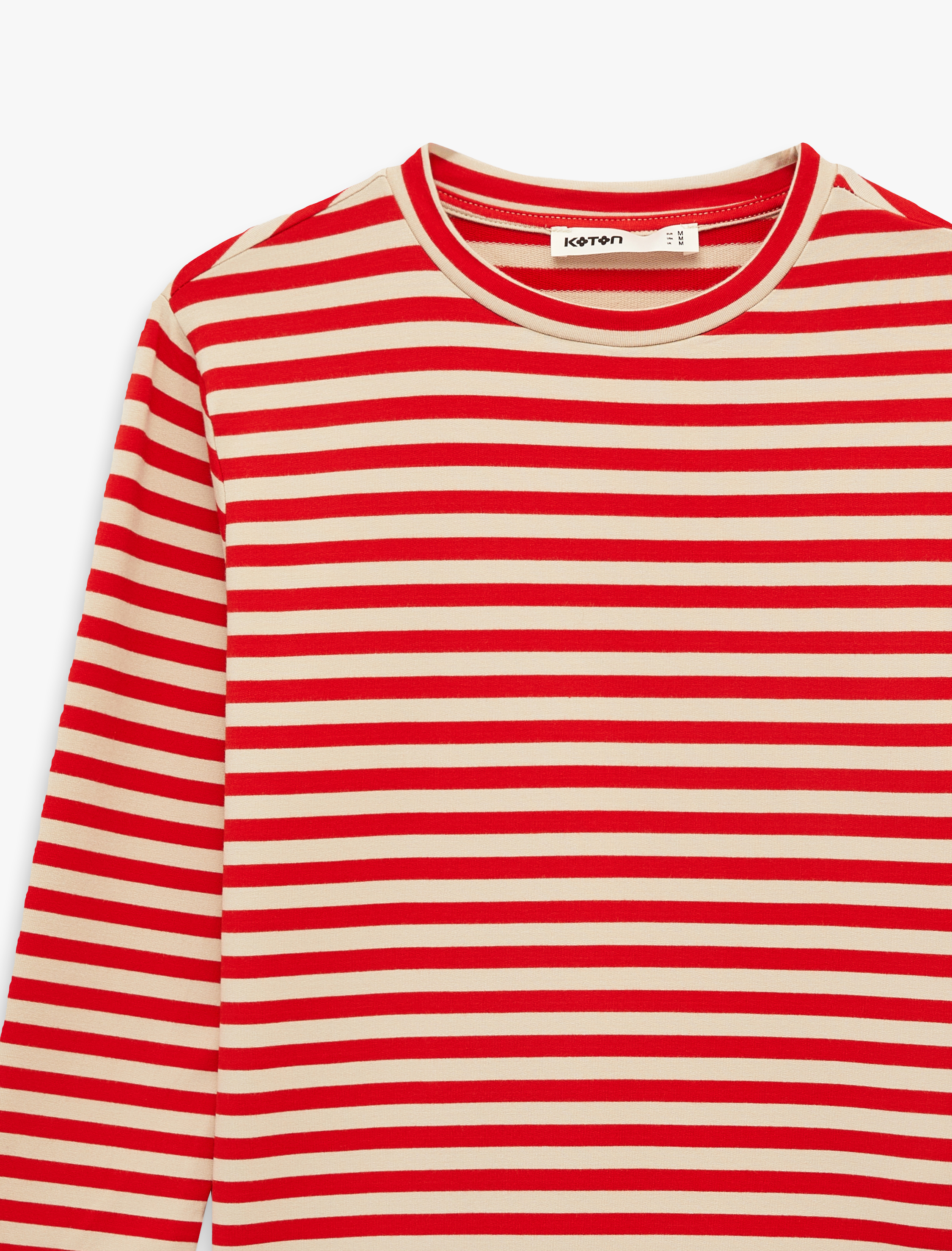   Modal Kumaş Uzun Kollu Bisiklet Yaka Çizgili Tişört