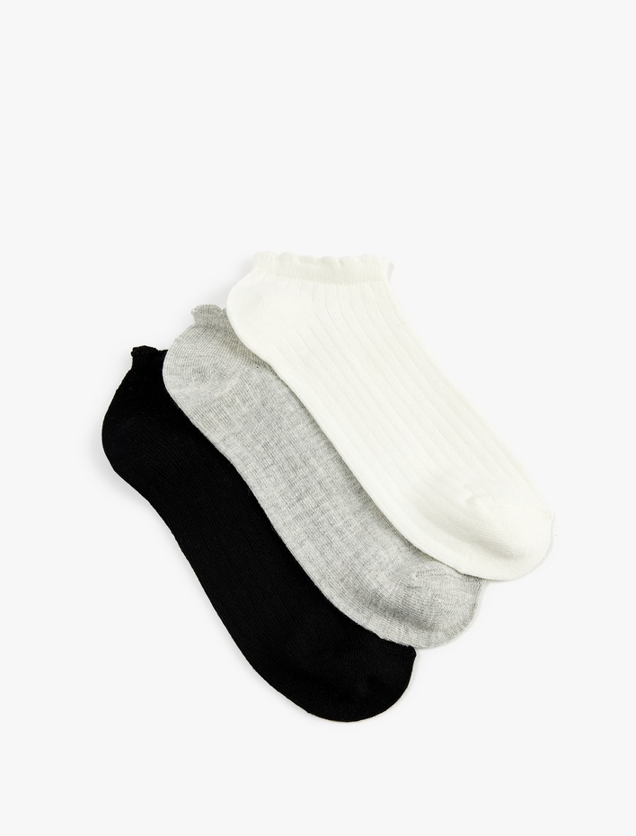 Kadın Bilek Detaylı 3'lü Patik Çorap Seti