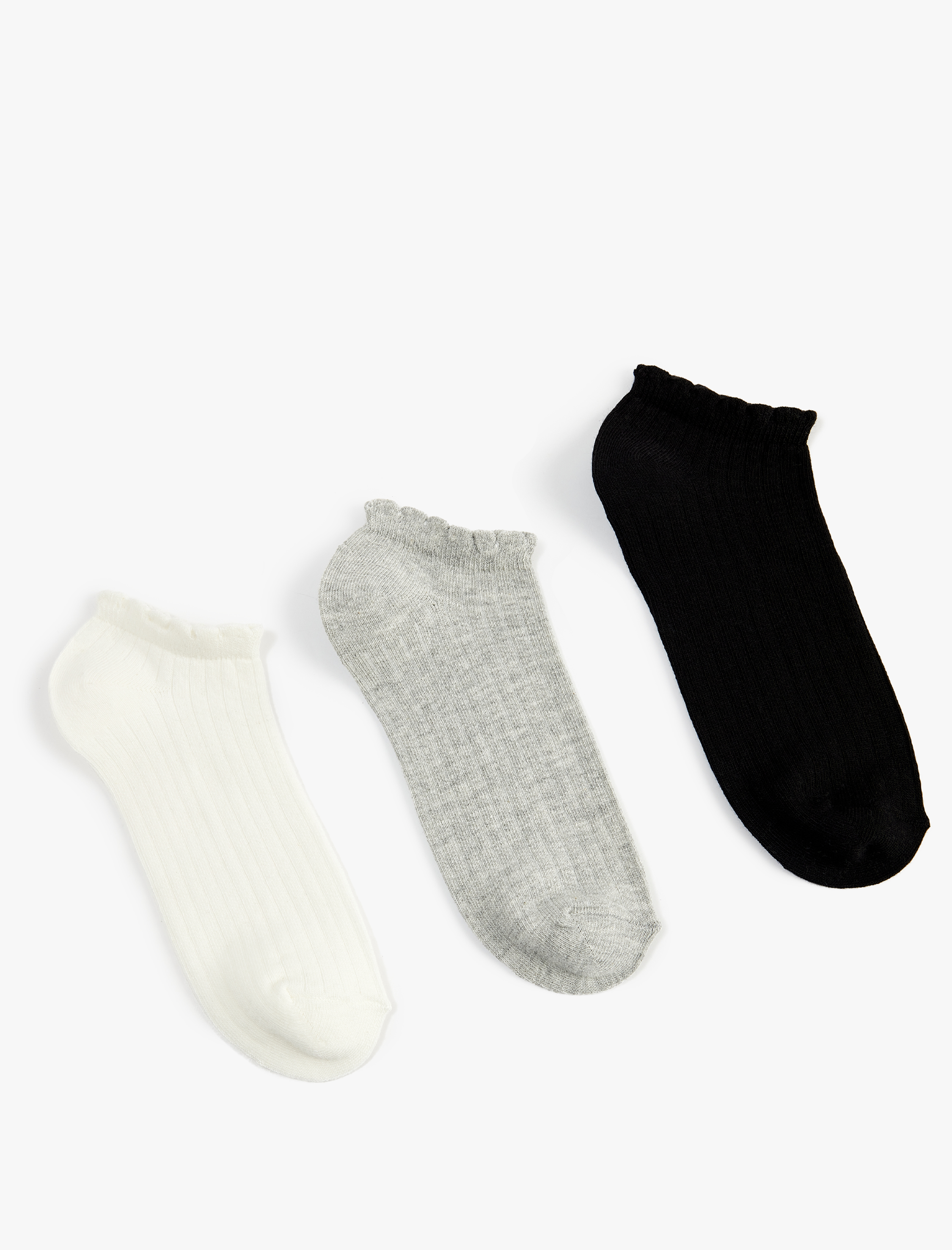  Kadın Bilek Detaylı 3'lü Patik Çorap Seti