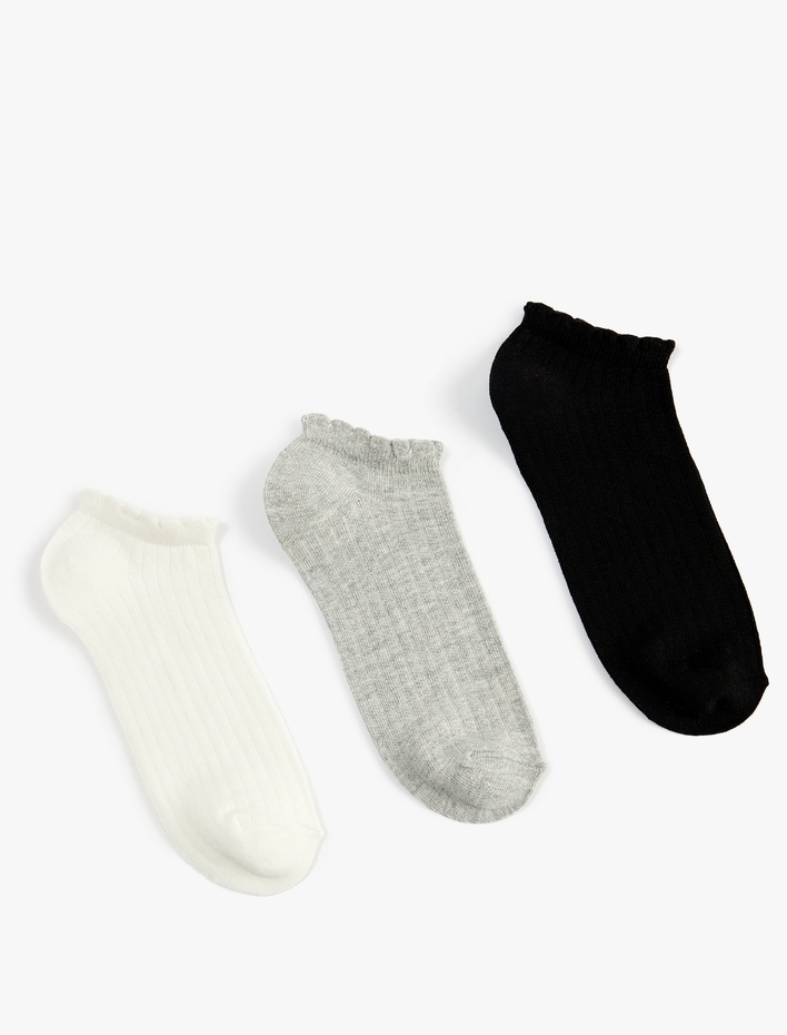Kadın Bilek Detaylı 3'lü Patik Çorap Seti