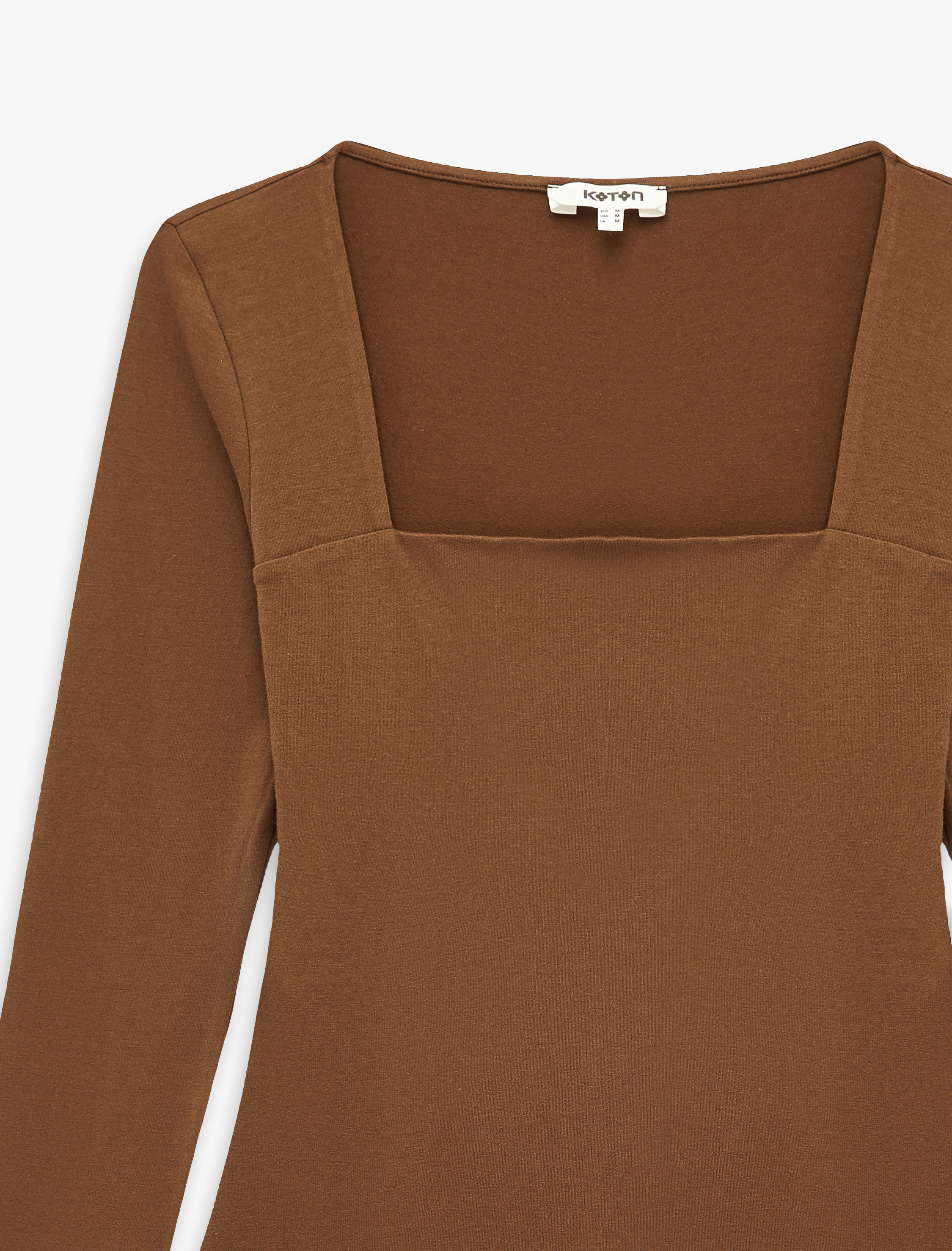   Pamuklu Slim Fit Uzun Kollu Kare Yaka Bodysuit