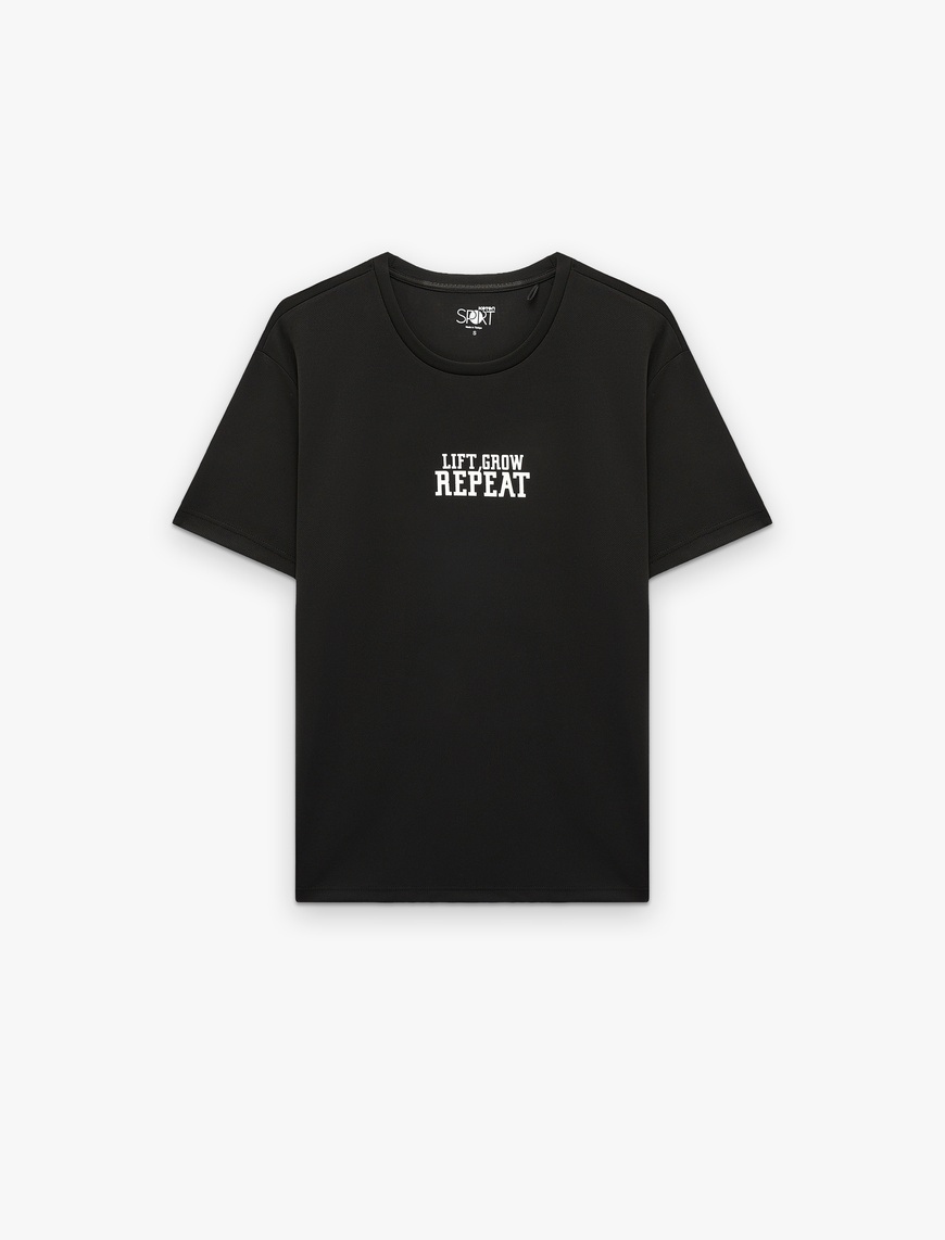 Koton Erkek Rahat Kalıp Kısa Kollu Bisiklet Yaka Baskılı Spor T-Shirt