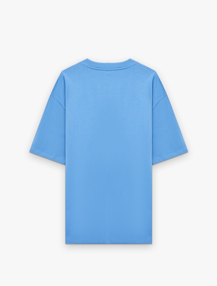  Kısa Kollu Pamuklu Bisiklet Yaka Oversize Basic Tişört