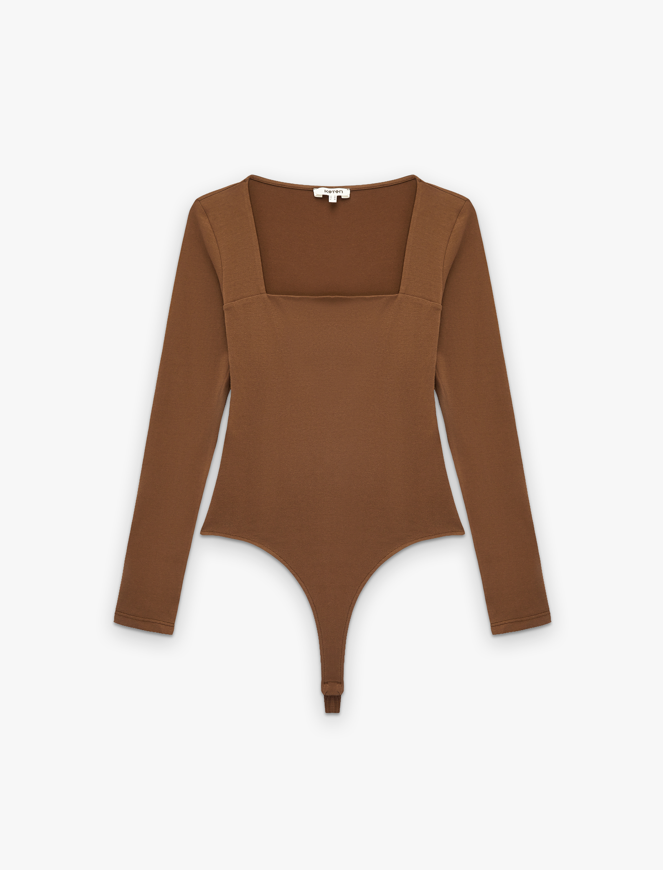   Pamuklu Slim Fit Uzun Kollu Kare Yaka Bodysuit