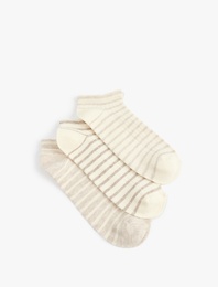 Çizgili 3'lü Pamuklu Patik Çorap Seti